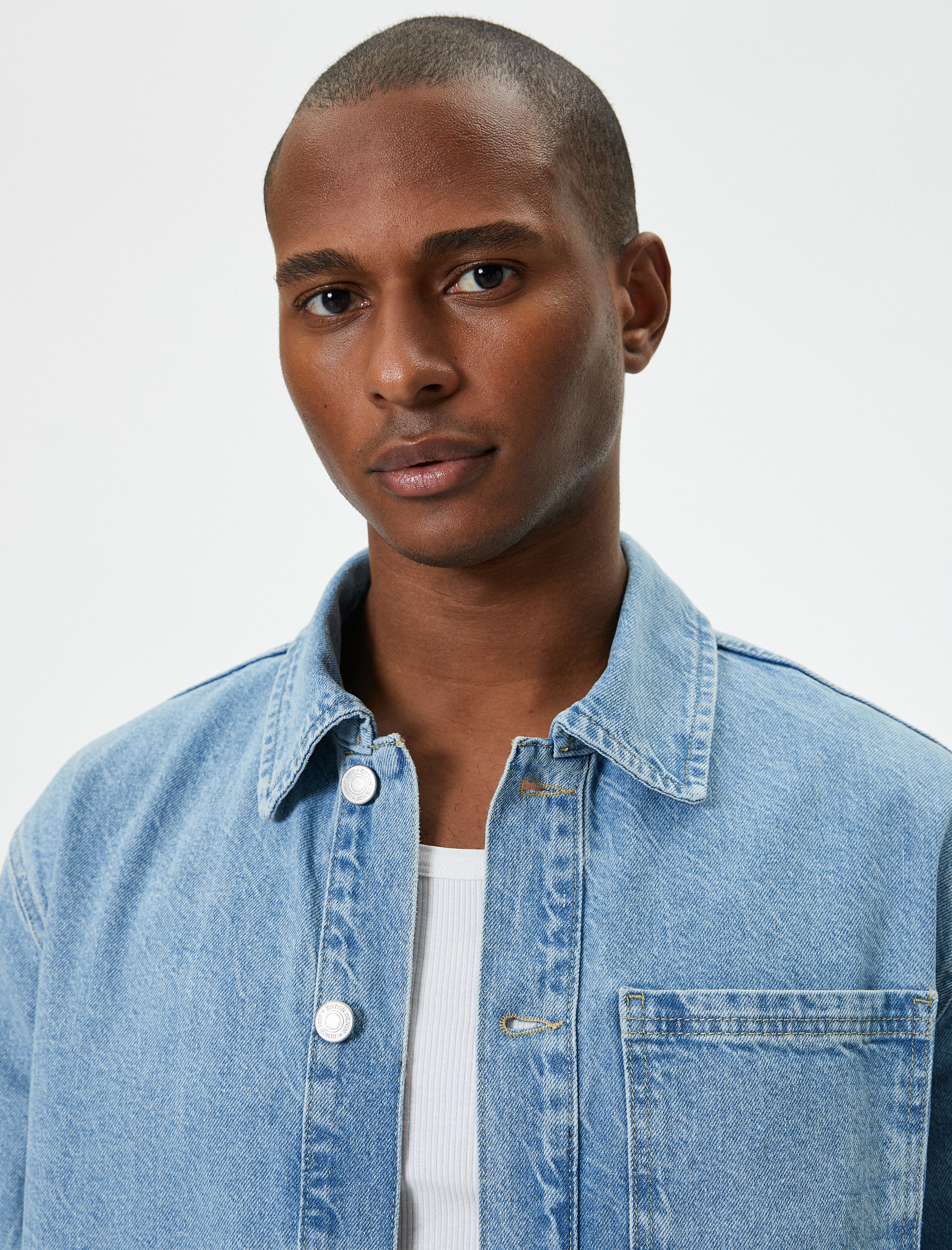   Kot Gömlek Ceket Oversize Cep Detaylı Klasik Yaka Düğmeli