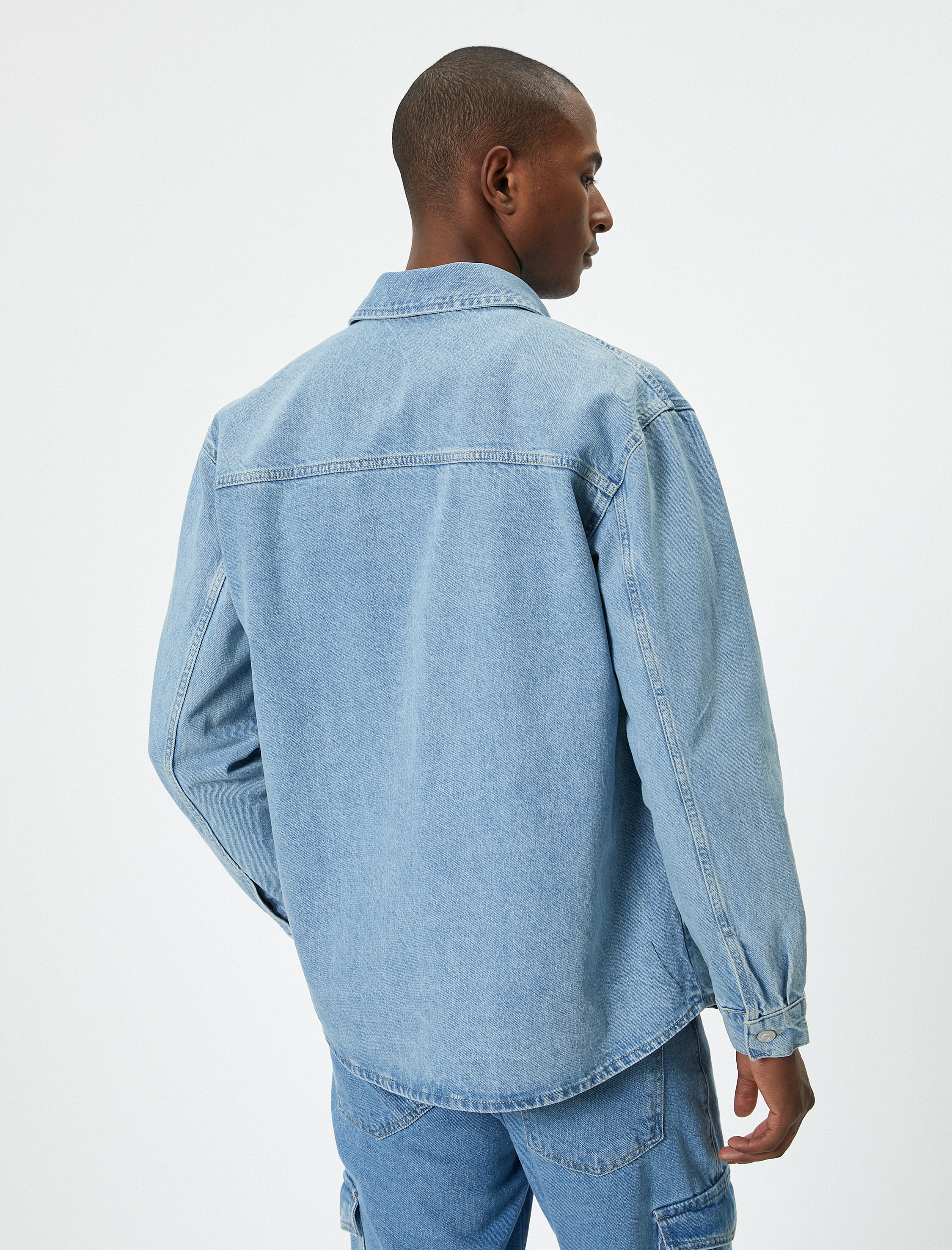   Kot Gömlek Ceket Oversize Cep Detaylı Klasik Yaka Düğmeli