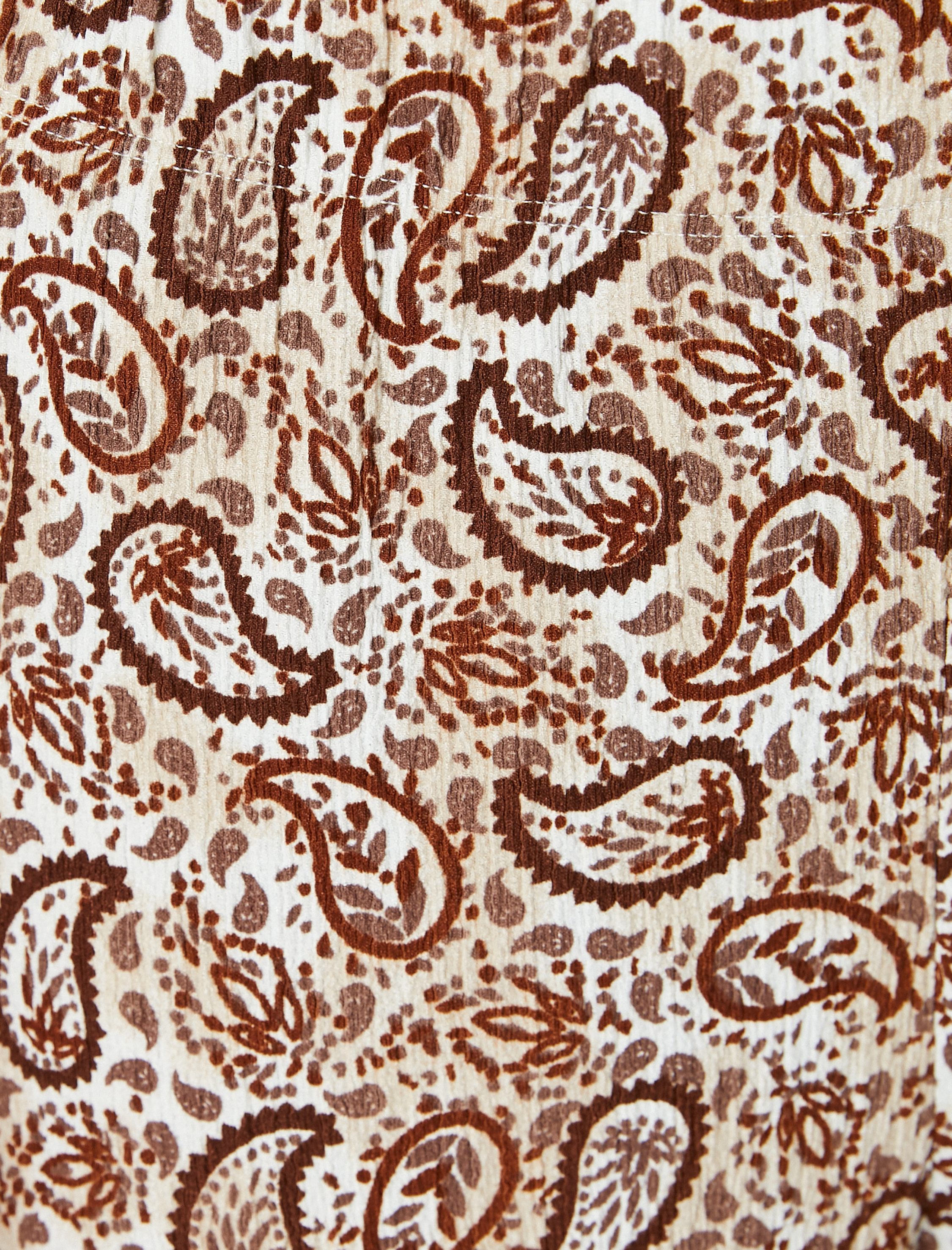   Bol Paça Pantolon Yüksek Bel Etnik Desenli Rahat Kalıp Beli Lastikli Bürümcük