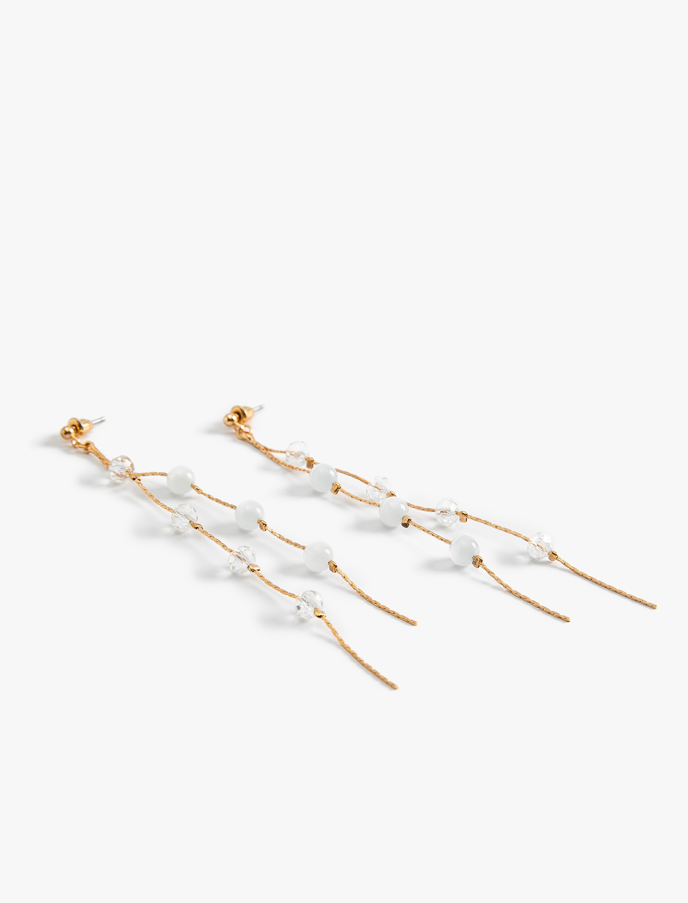  Kadın Boncuk Detaylı Çelik Karışımlı Zincir Küpe