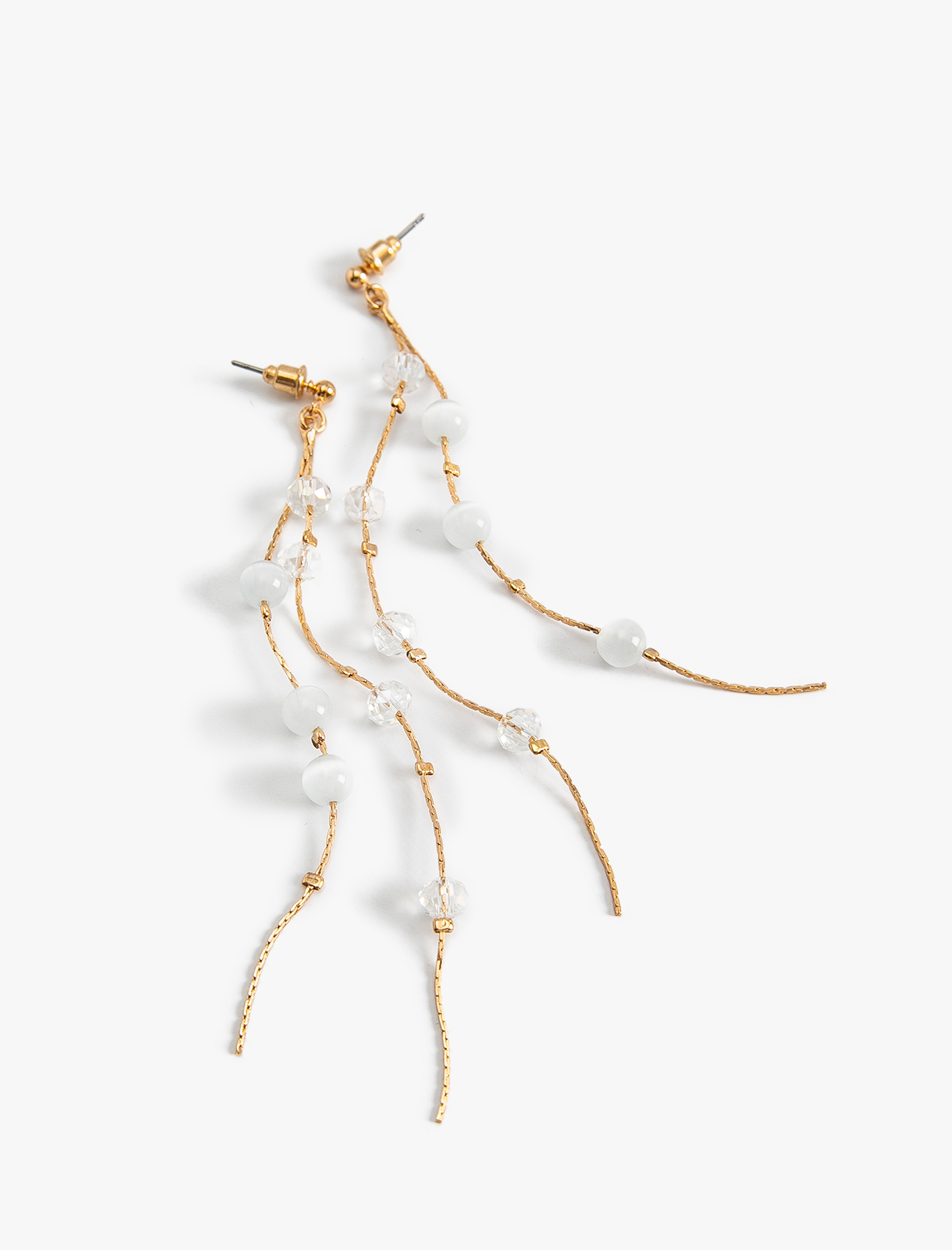  Kadın Boncuk Detaylı Çelik Karışımlı Zincir Küpe