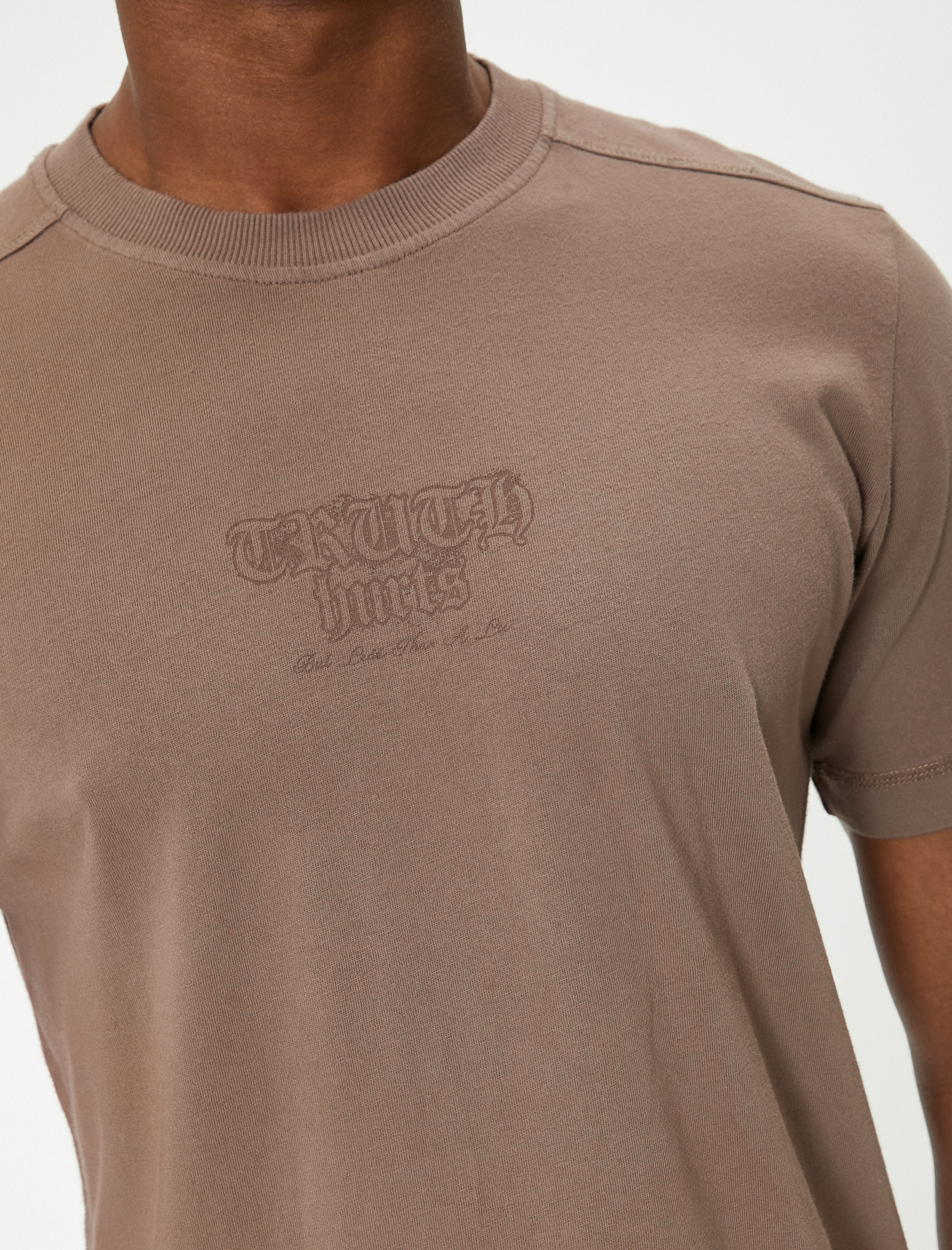   Slogan Baskılı Tişört Bisiklet Yaka Kısa Kollu Pamuklu