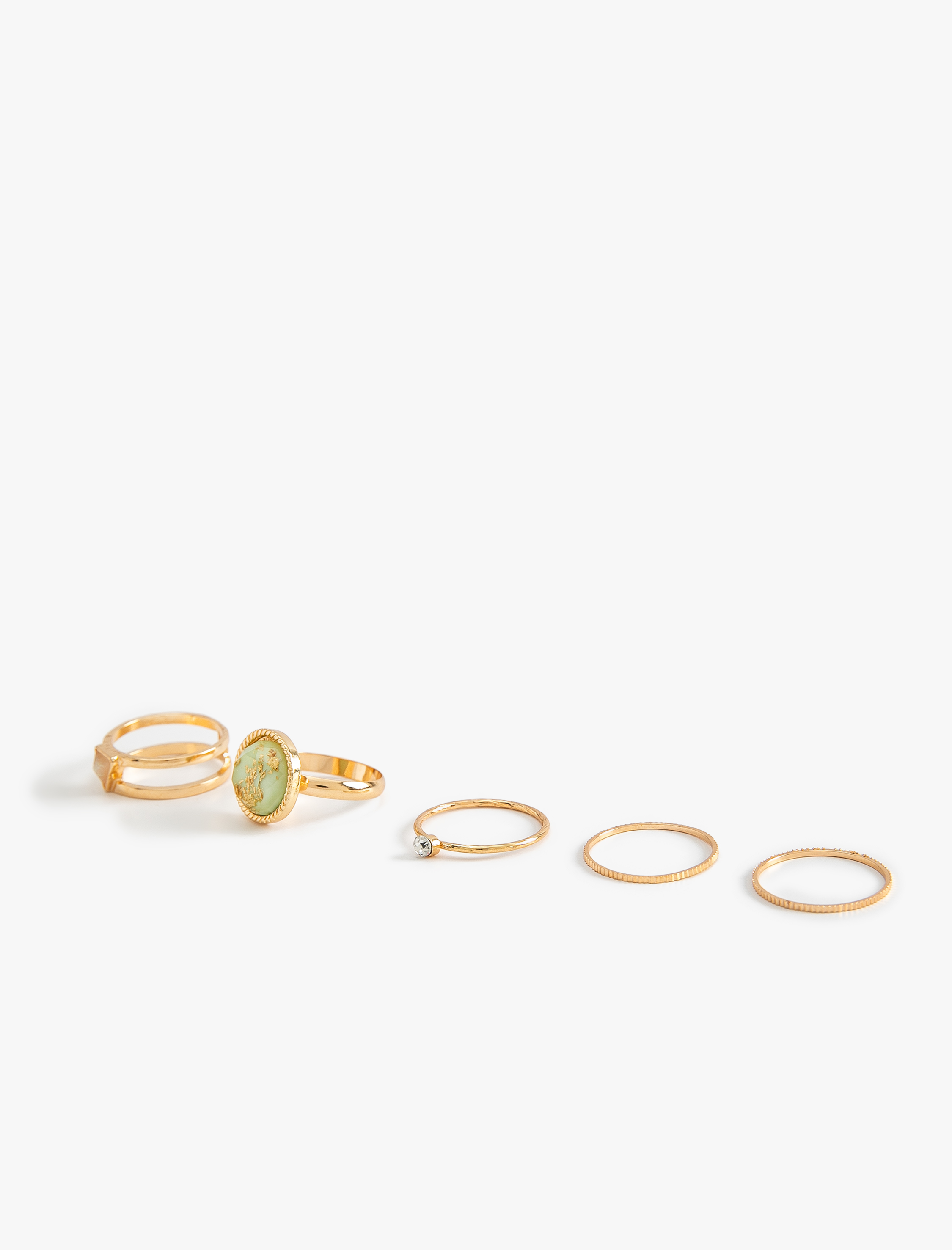  Kadın Taşlı Yüzük Seti 5'li