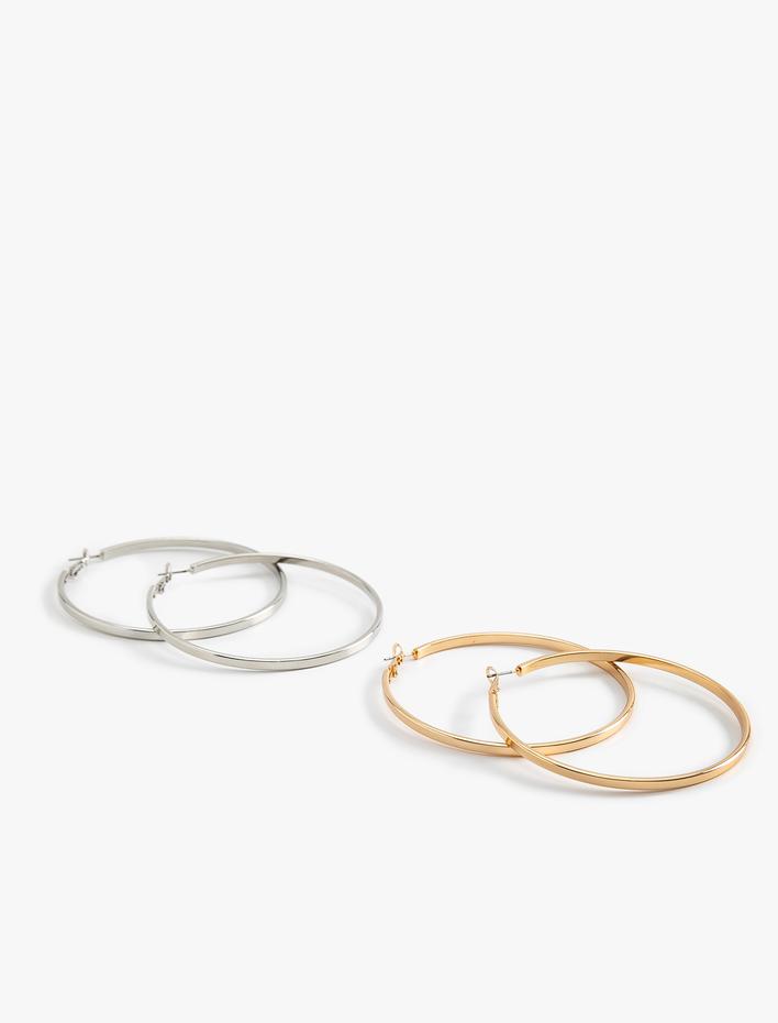 Kadın Çelik Halka Küpe Seti 2'li