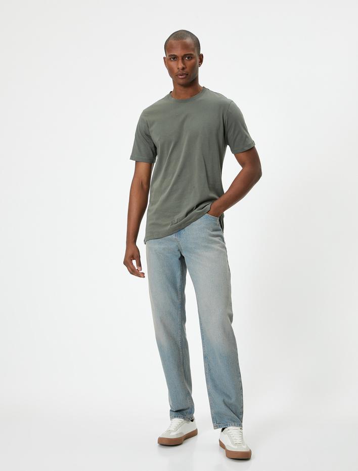  Basic Tişört Slim Fit Kısa Kollu Bisiklet Yaka