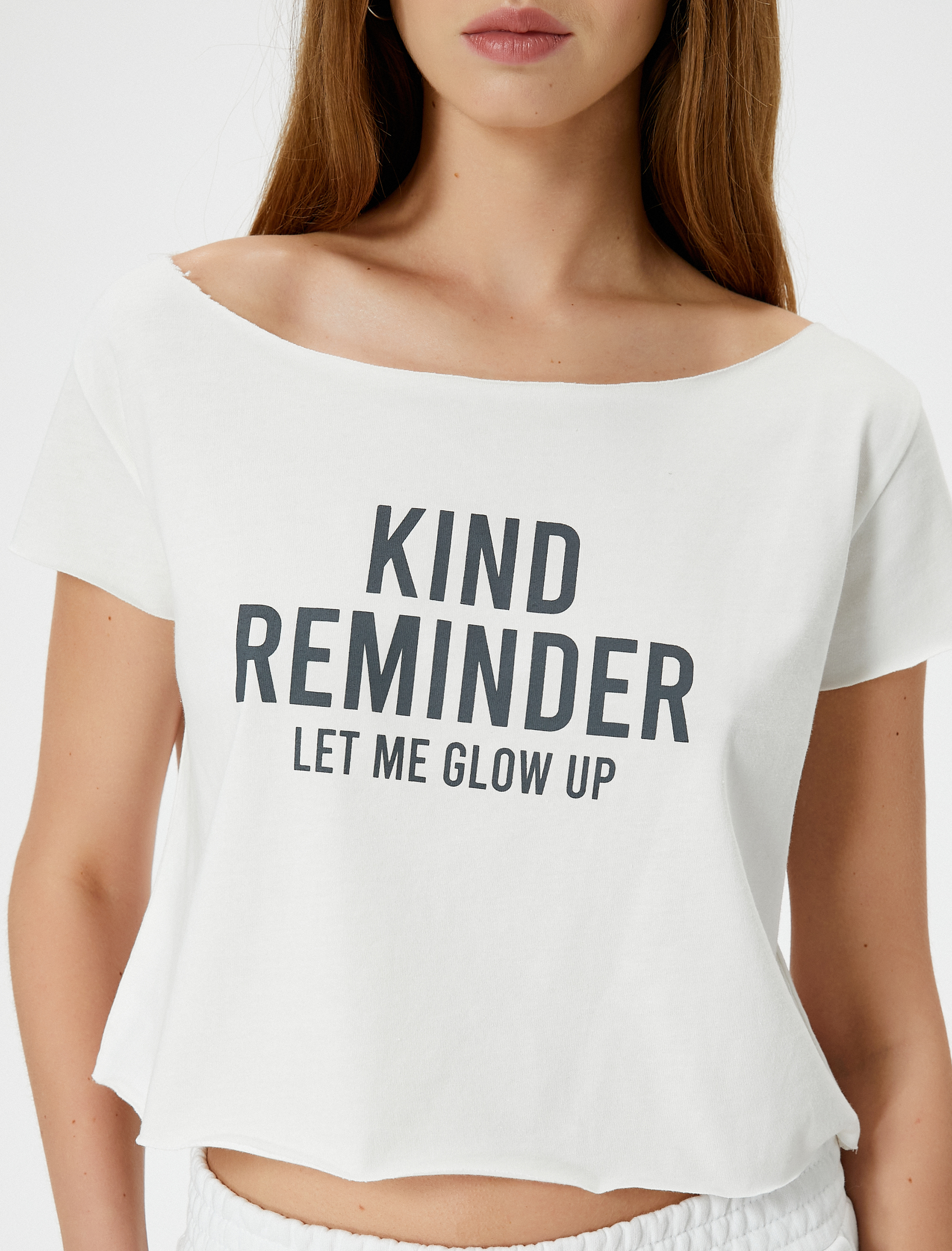   Yuvarlak Yaka Baskılı Tişört Kısa Kollu Pamuklu