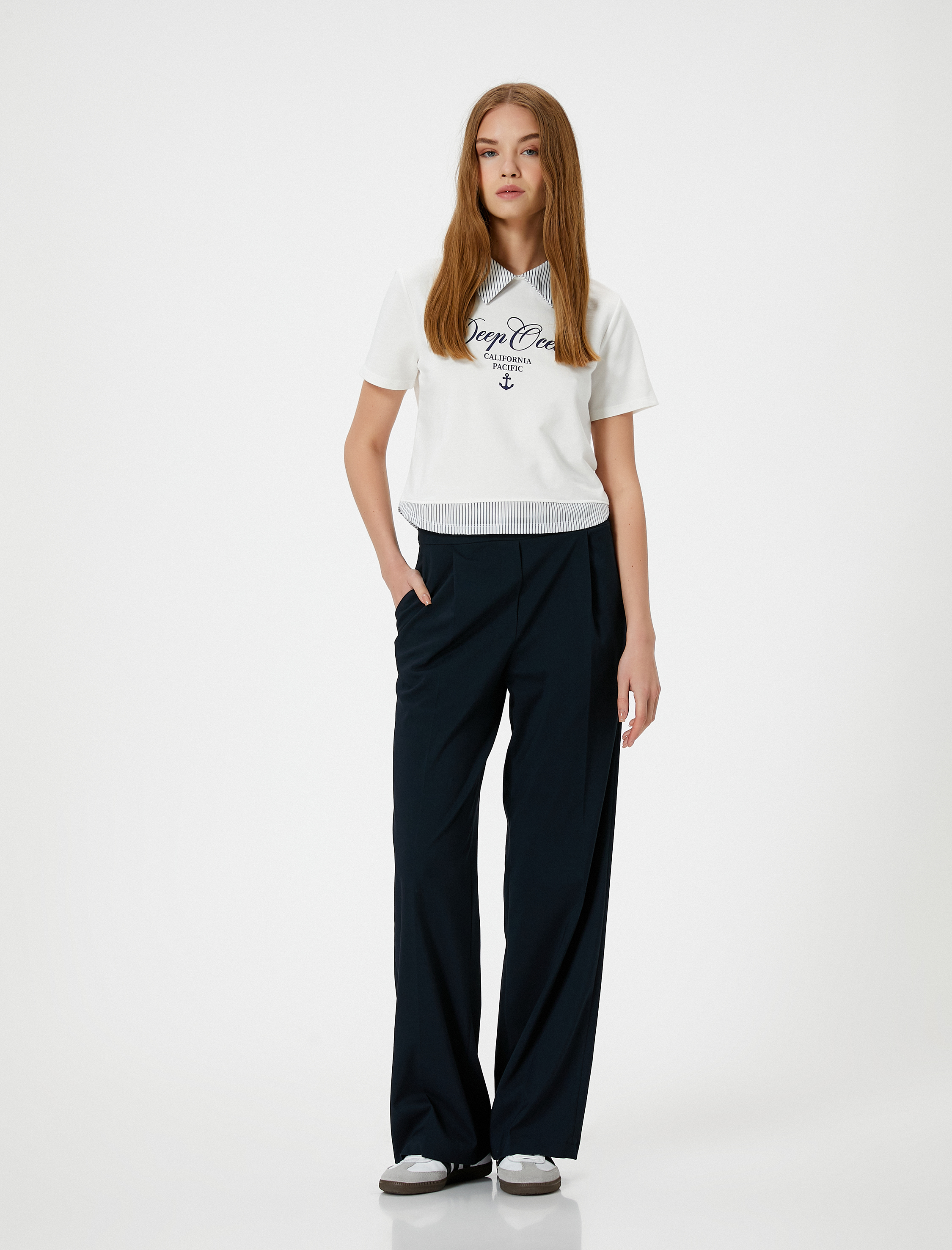   Polo Yaka Tişört Kısa Kollu Marina Temalı Baskılı