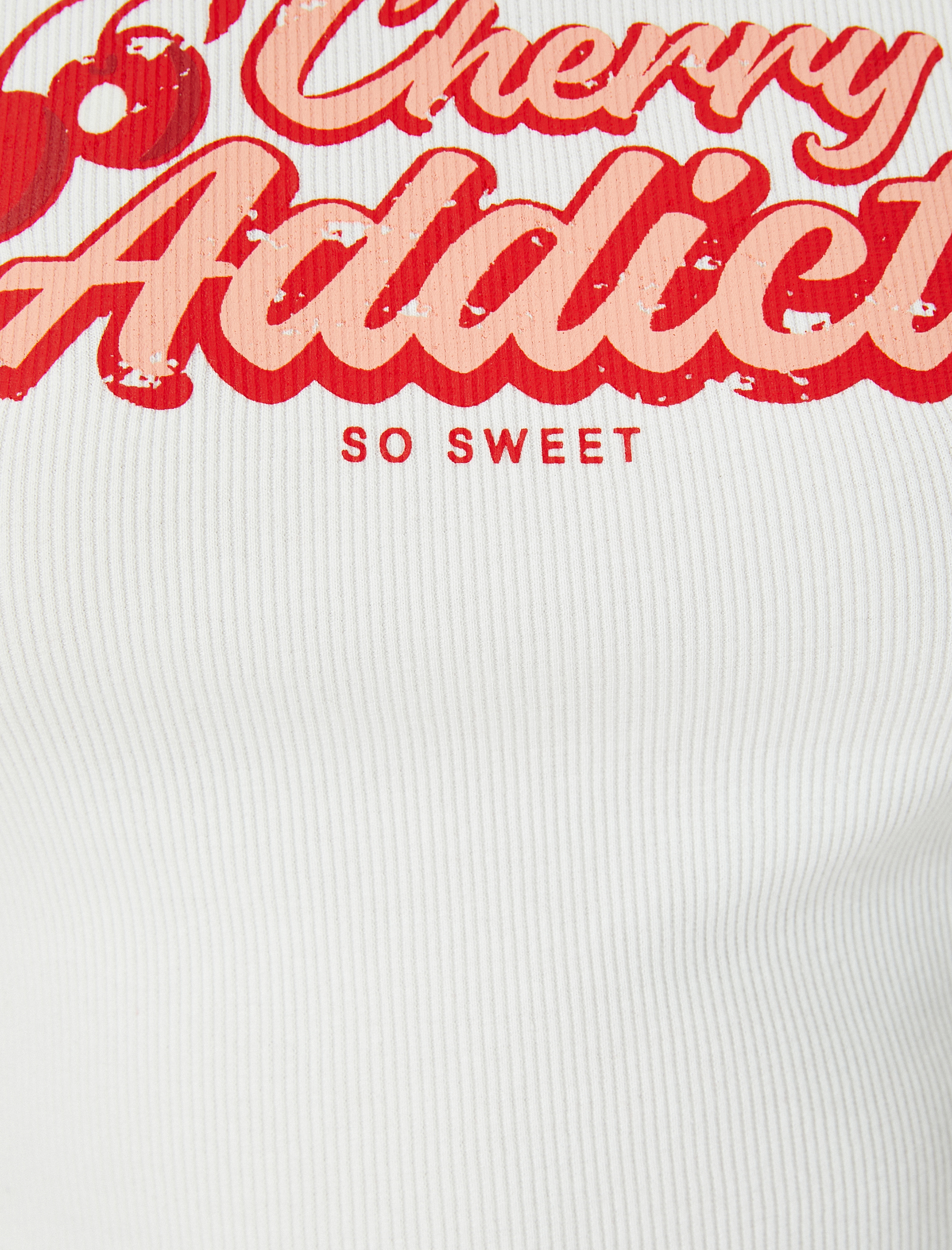   Kiraz Baskılı Crop Tişört Renk Bloklu Kolsuz Bisiklet Yaka