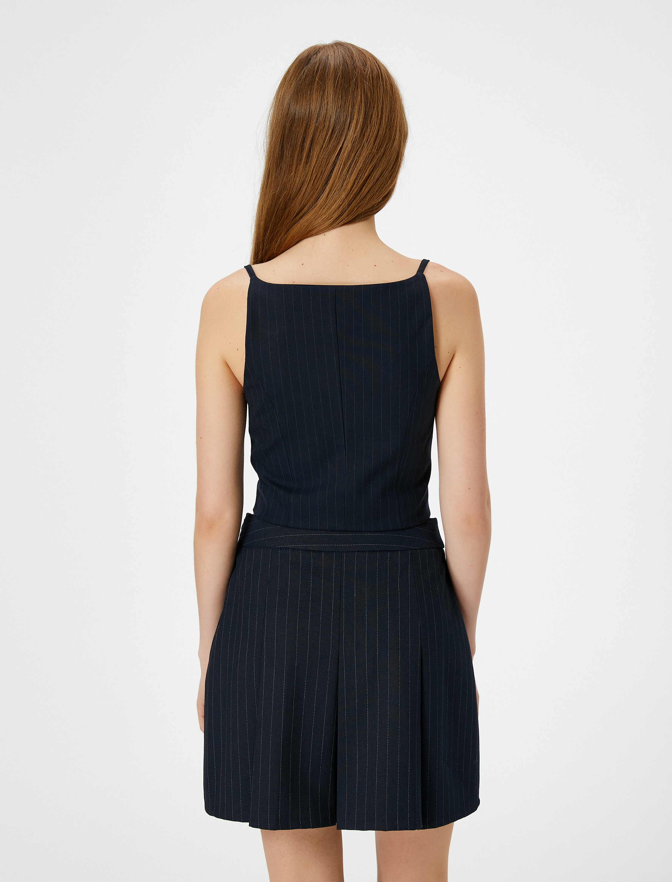   İnce Askılı Yelek Büstiyer Düğmeli Asimetrik Kesim Slim Fit