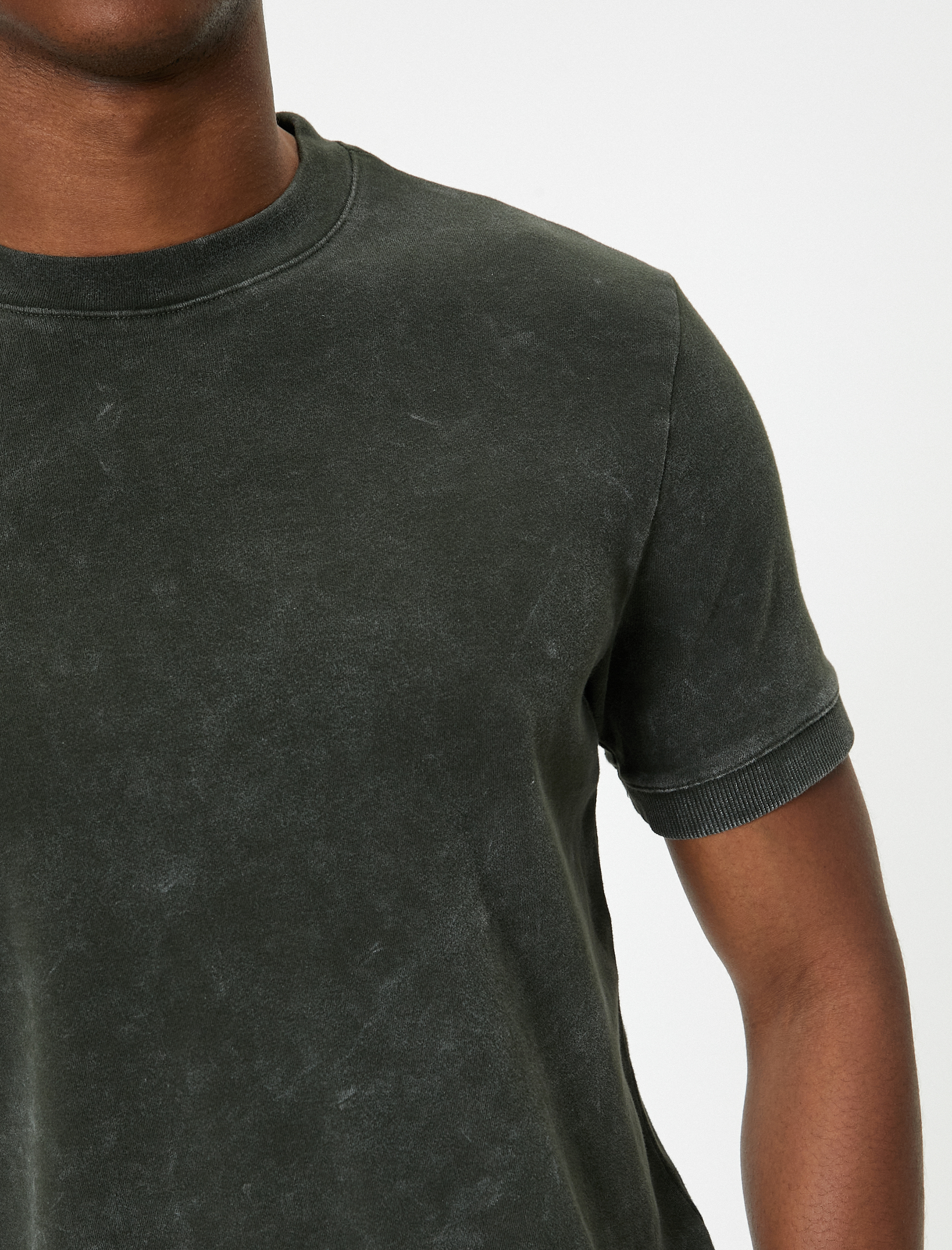   Oversize Yıkamalı Tişört Bisiklet Yaka Kısa Kollu