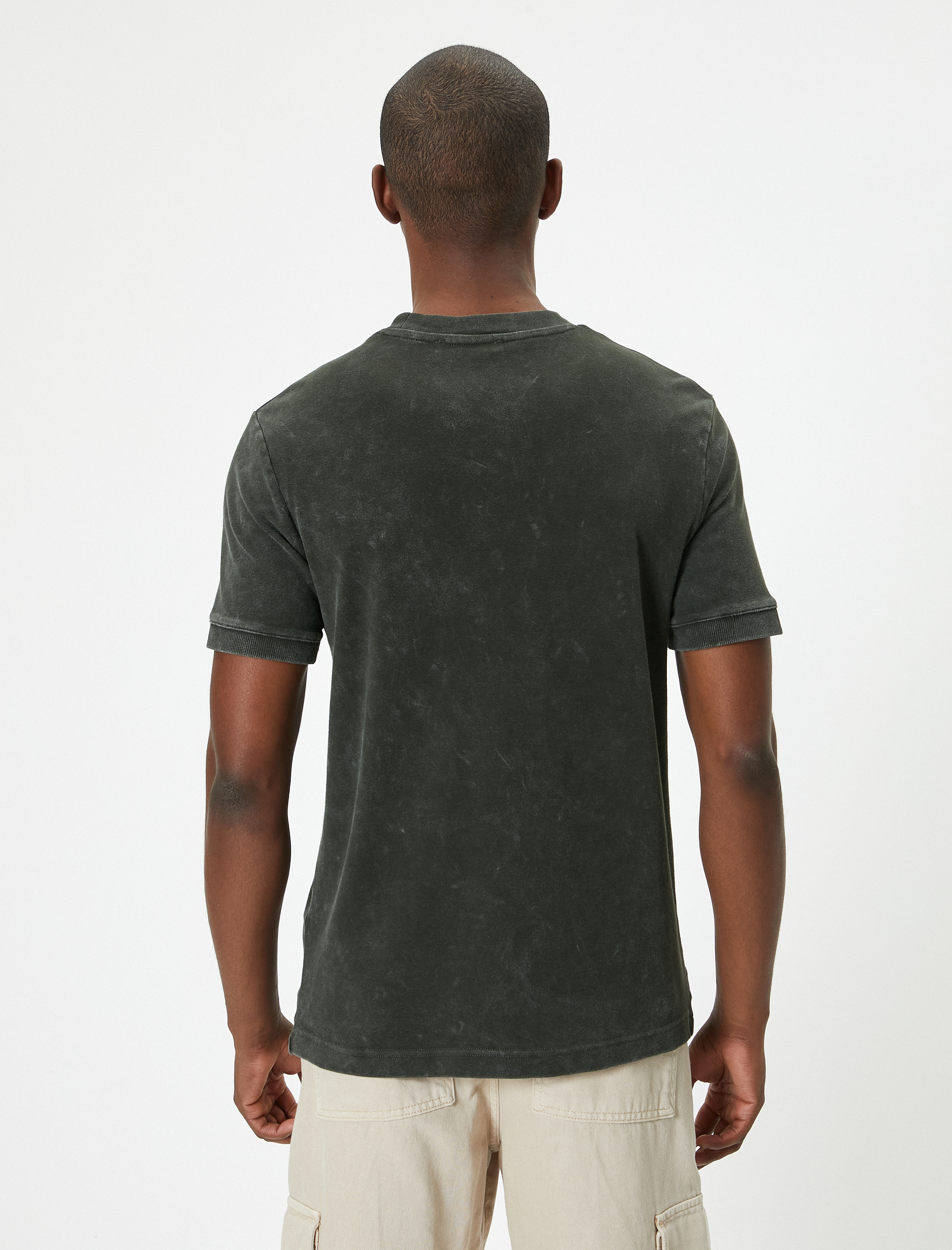   Oversize Yıkamalı Tişört Bisiklet Yaka Kısa Kollu