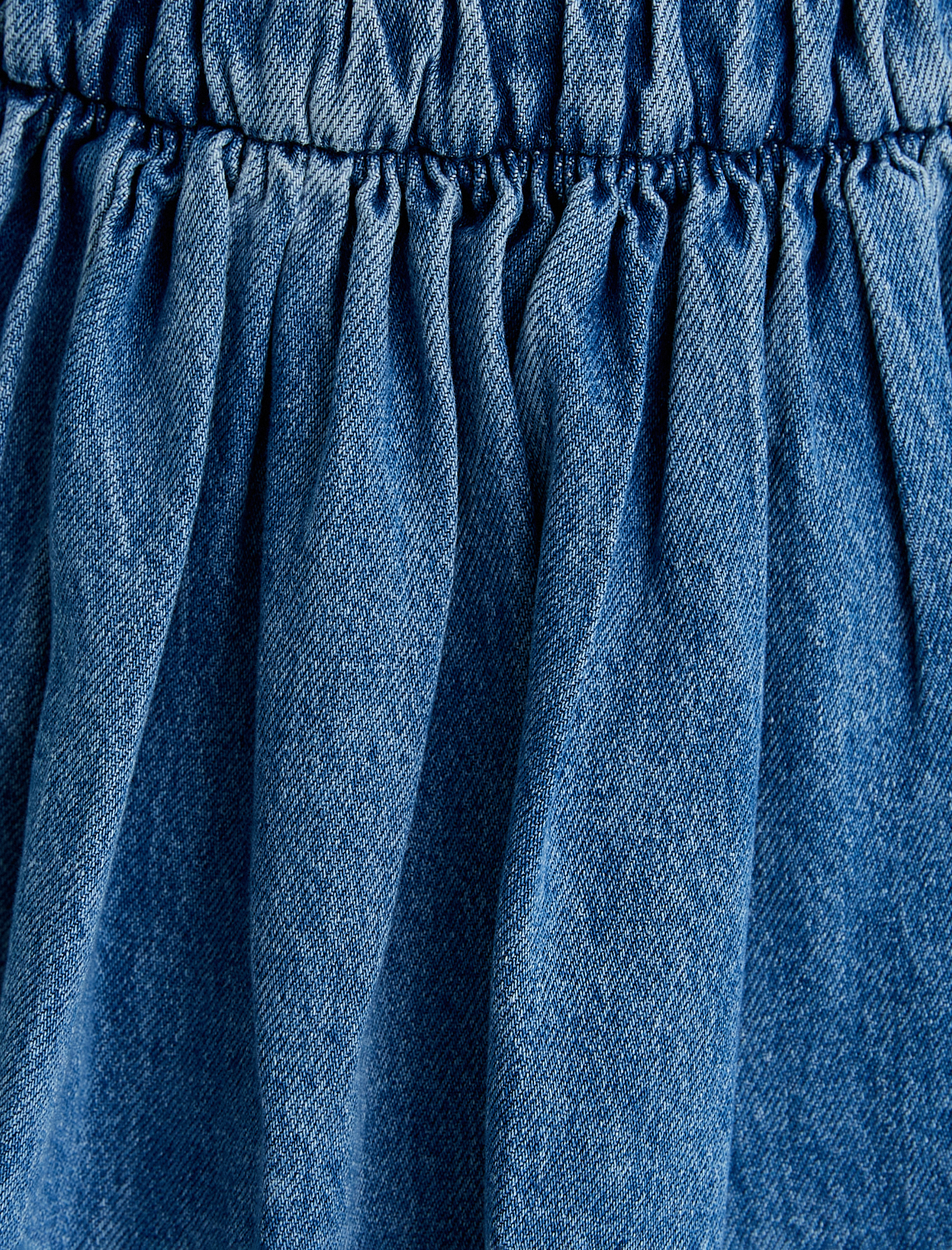   Denim Mini Balon Etek