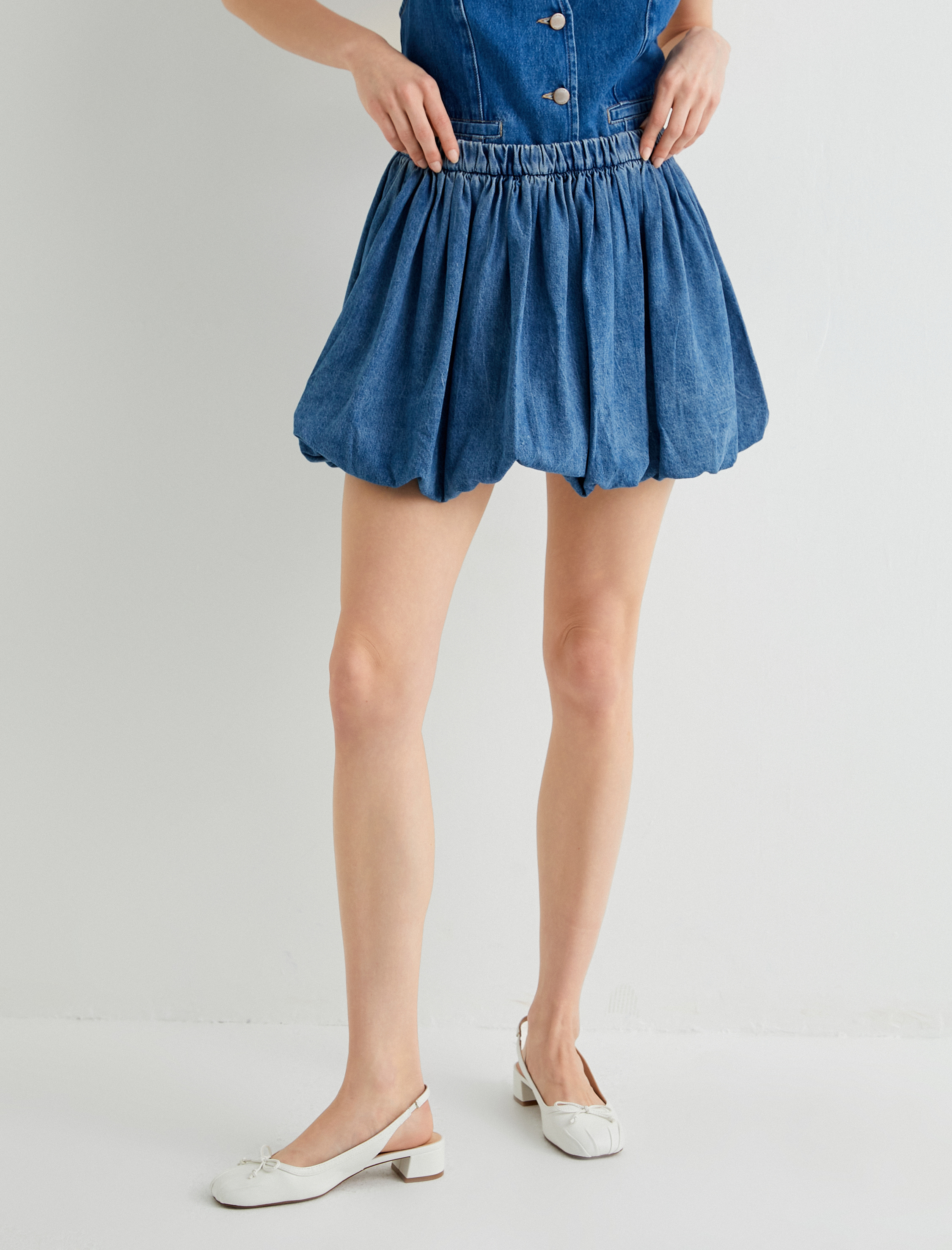  Denim Mini Balon Etek