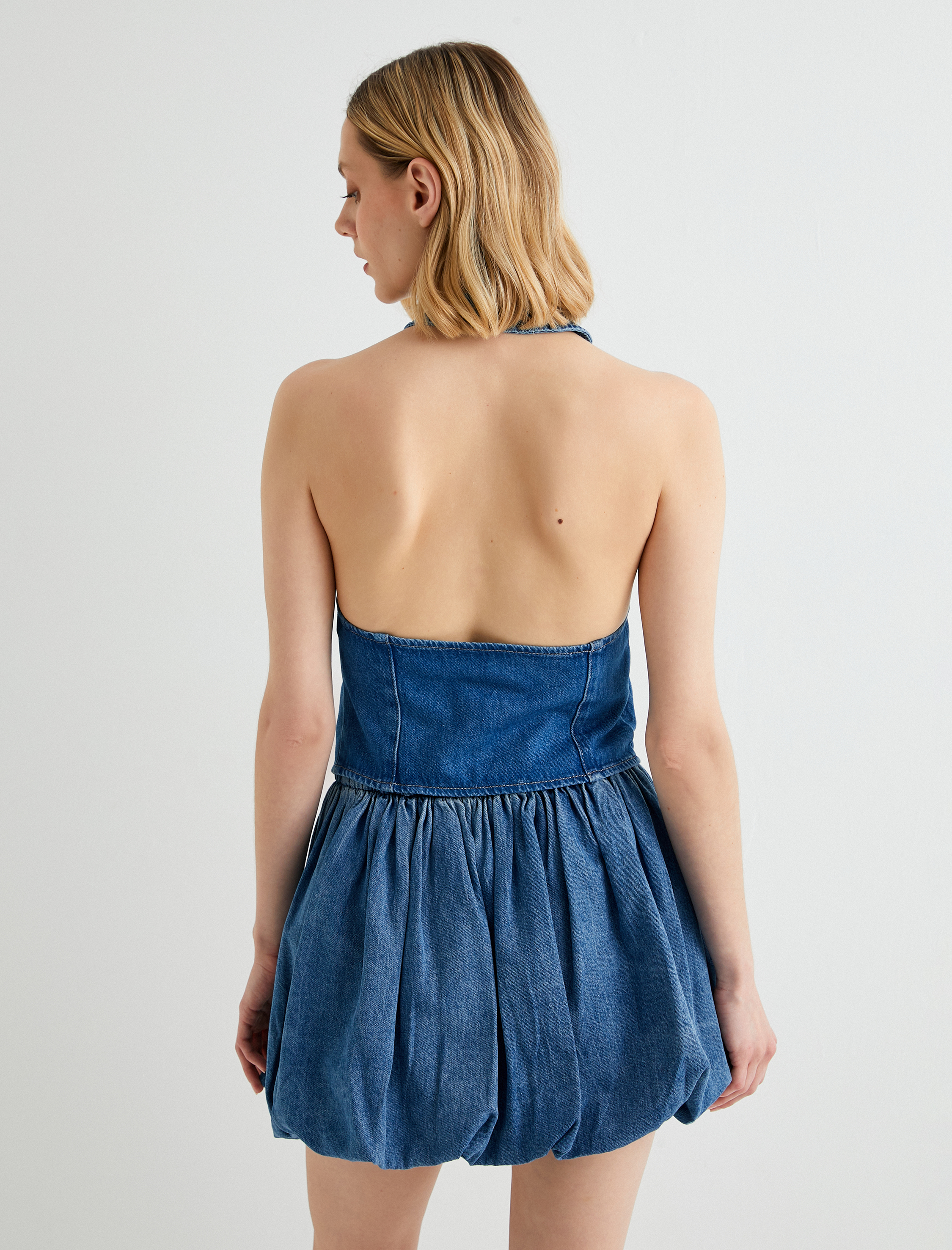   Halter Yaka Kot Yelek Düğmeli