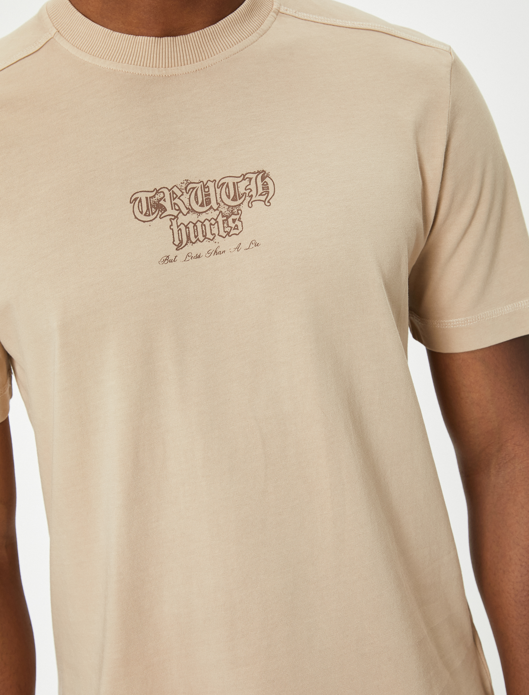   Slogan Baskılı Tişört Bisiklet Yaka Kısa Kollu Pamuklu