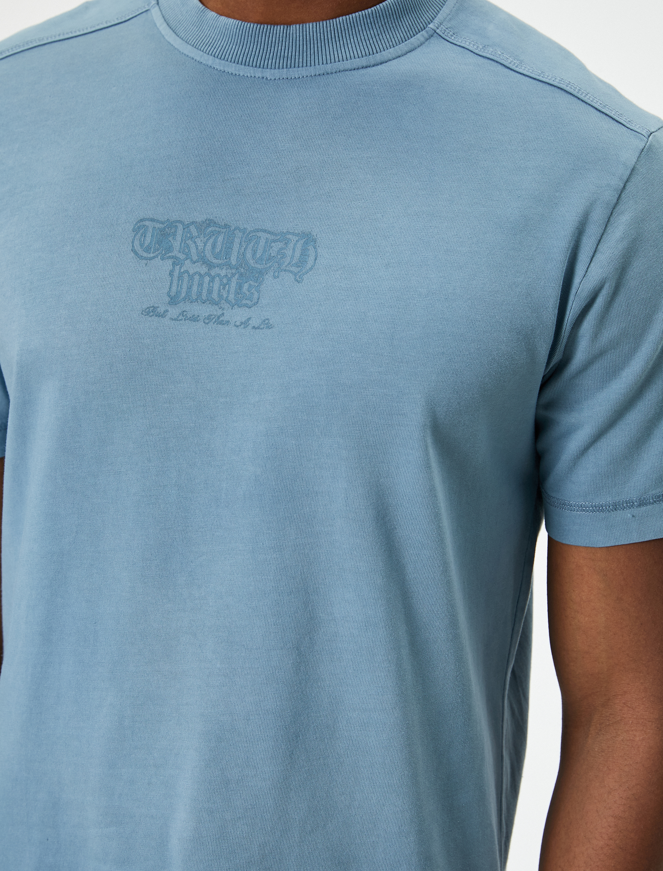   Slogan Baskılı Tişört Bisiklet Yaka Kısa Kollu Pamuklu