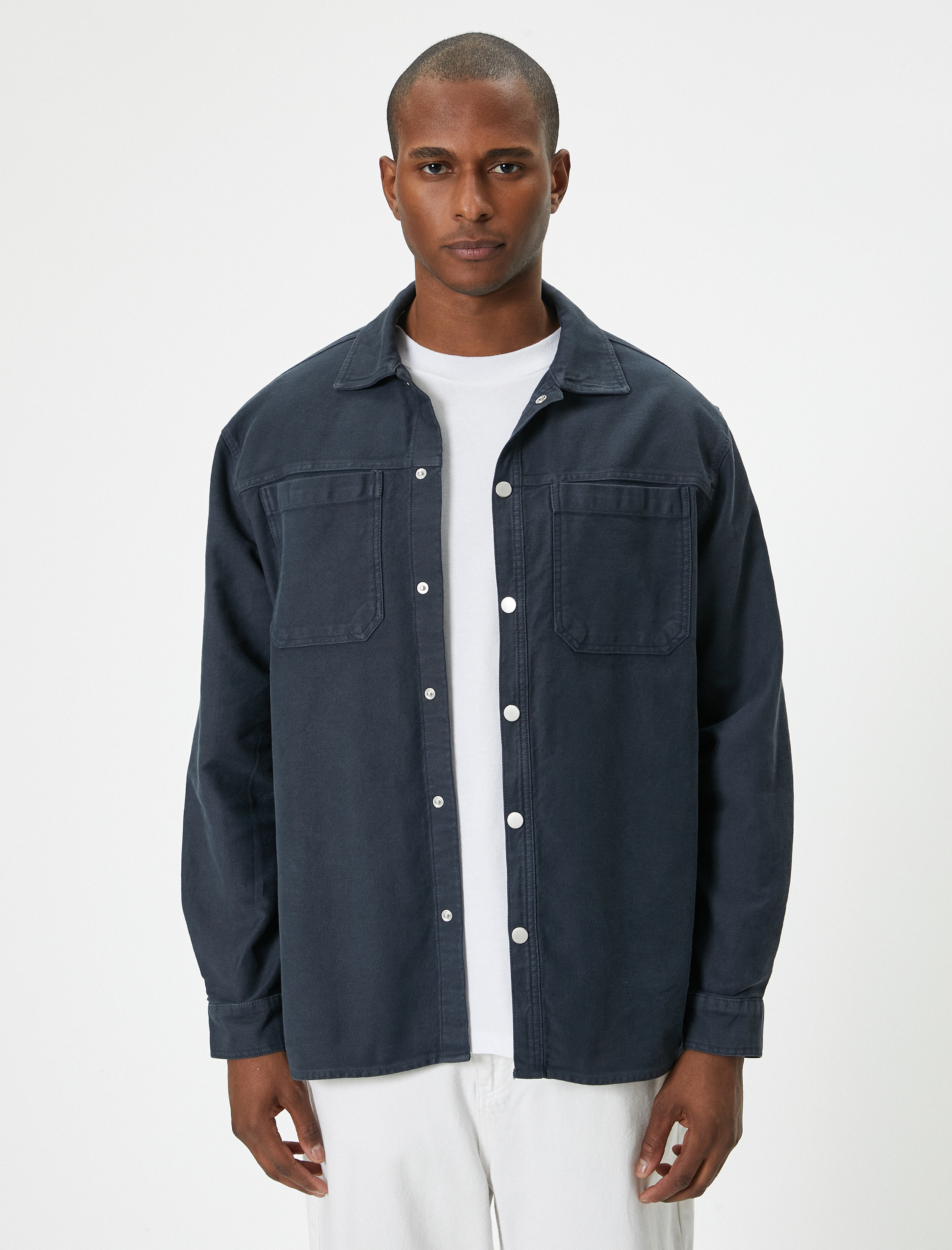   Gömlek Ceket Cep Detaylı Çıtçıt Düğmeli Klasik Yaka Regular Fit