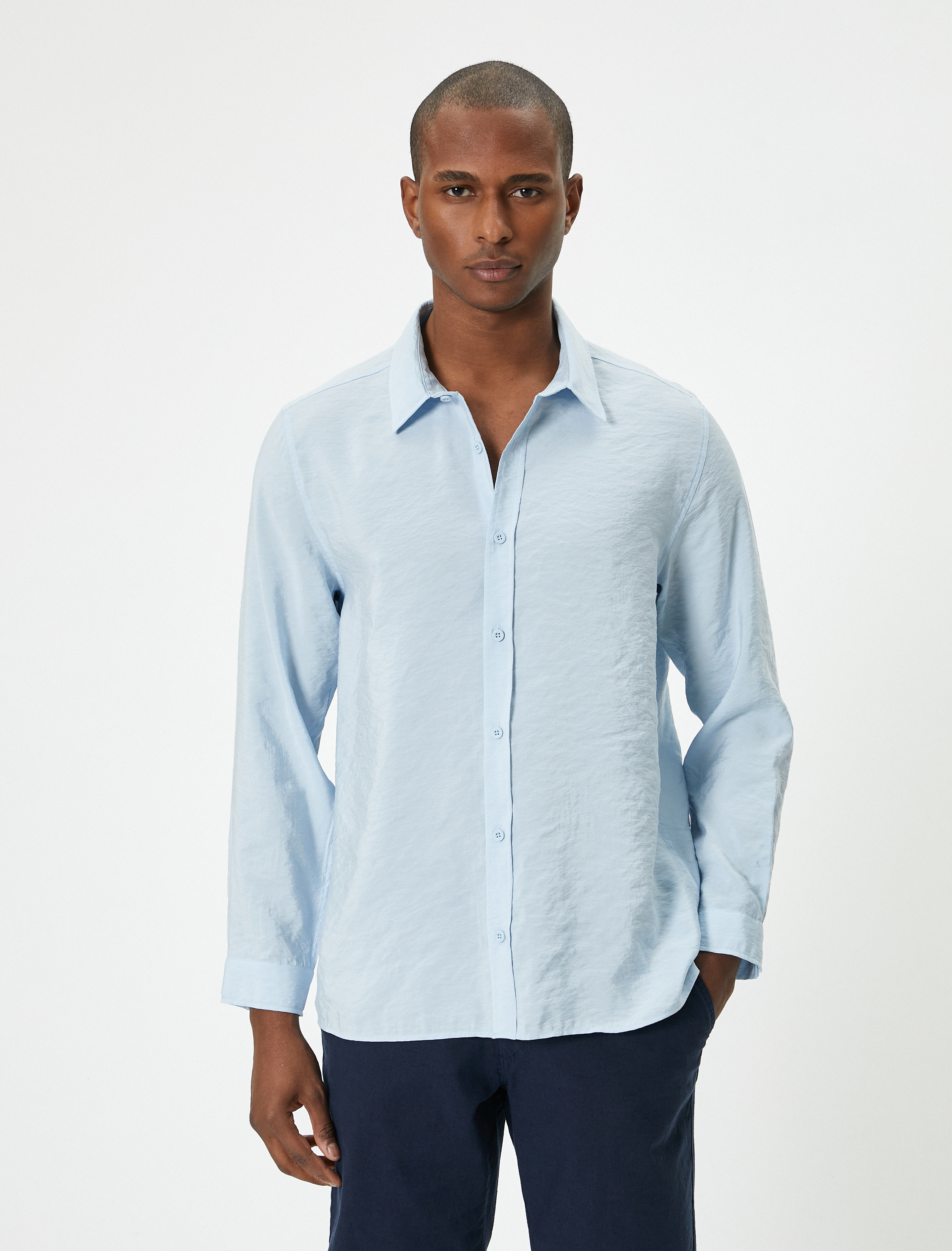   Basic Gömlek Uzun Kollu Klasik Yaka Düğmeli Pamuklu Regular Fit