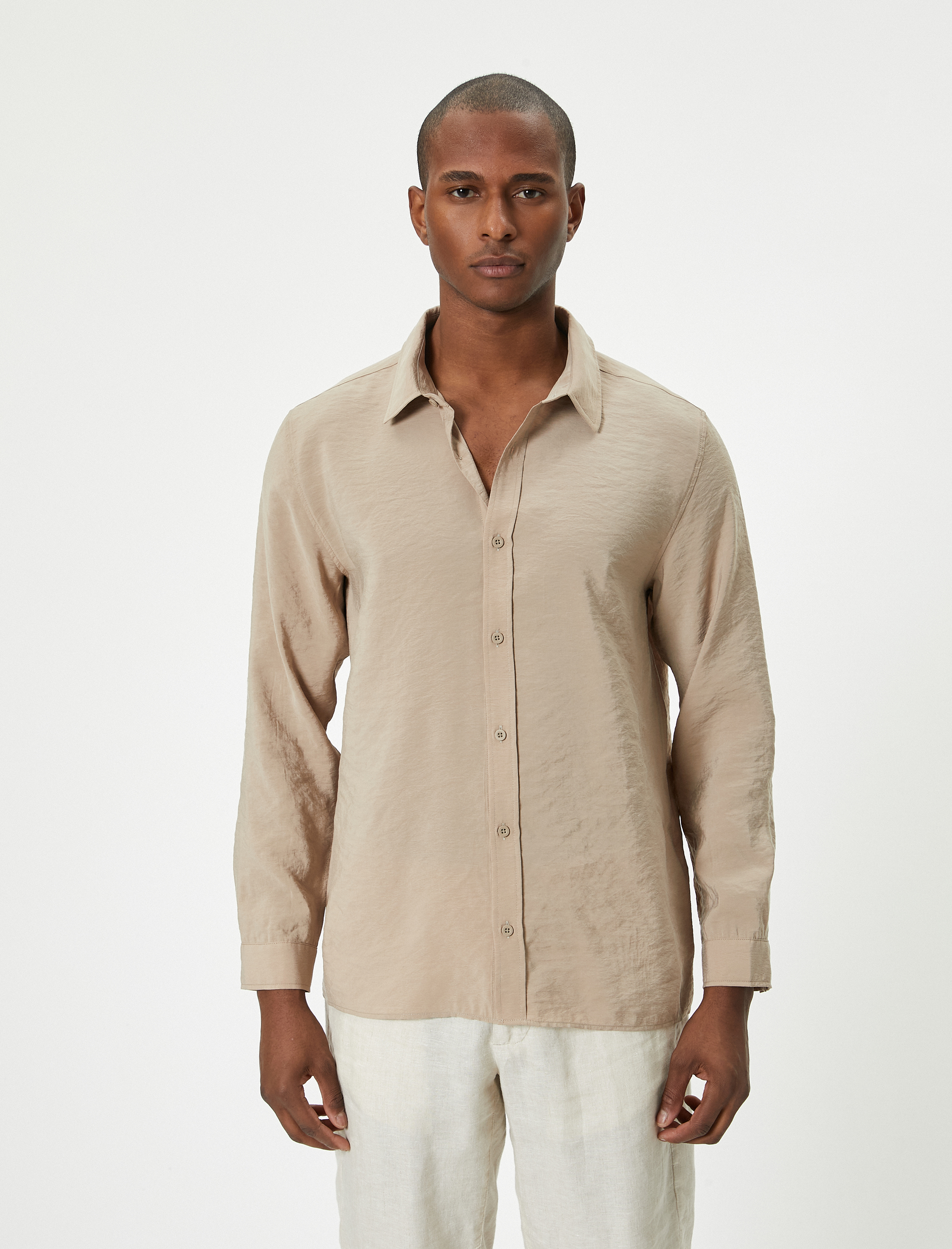   Basic Gömlek Uzun Kollu Klasik Yaka Düğmeli Pamuklu Regular Fit