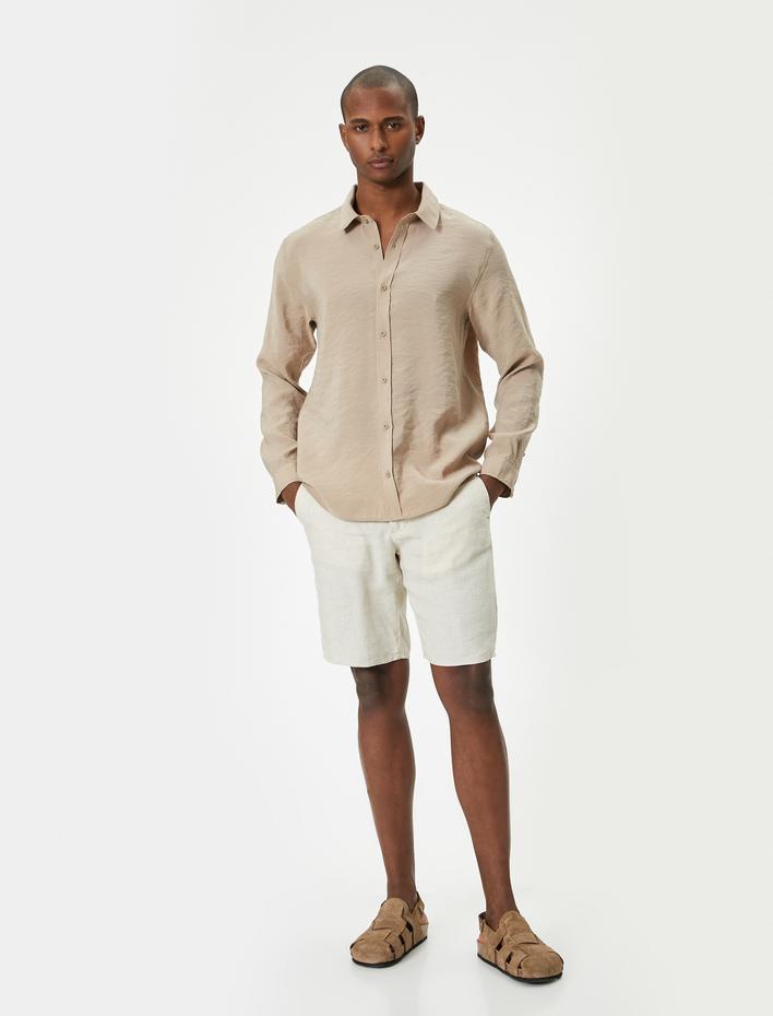  Basic Gömlek Uzun Kollu Klasik Yaka Düğmeli Pamuklu Regular Fit