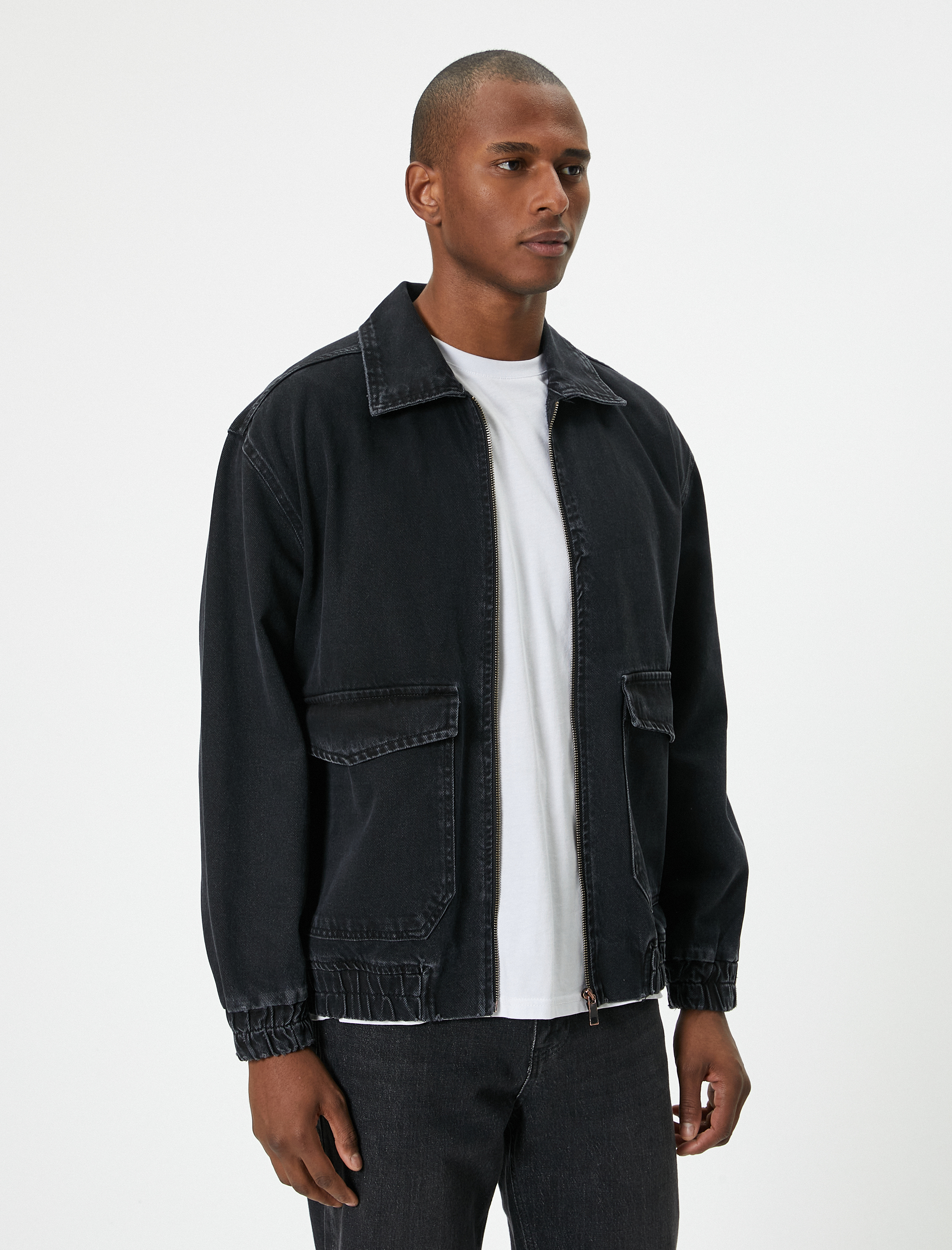   Kot Ceket Cep Detaylı Fermuarlı Klasik Yaka