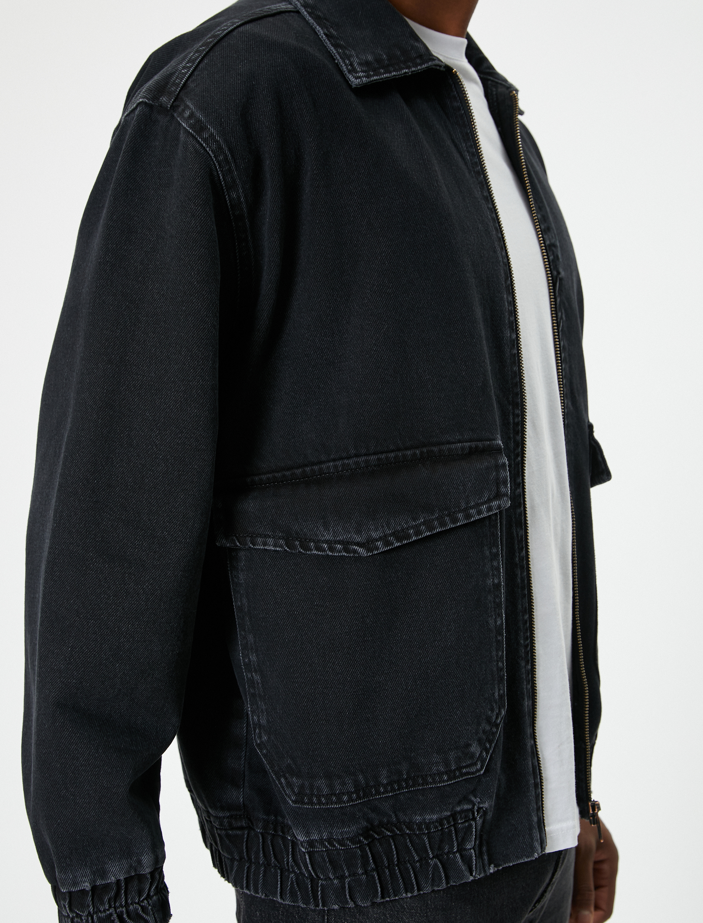   Kot Ceket Cep Detaylı Fermuarlı Klasik Yaka