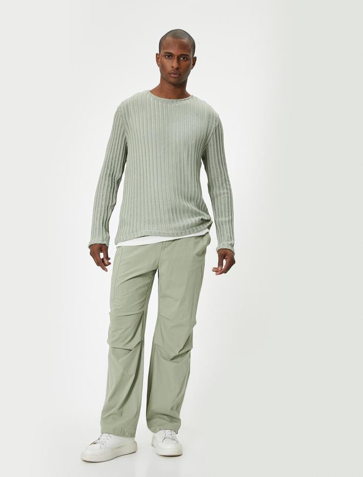  Bisiklet Yaka Kazak Dokulu Uzun Kollu Viskon Karışımlı