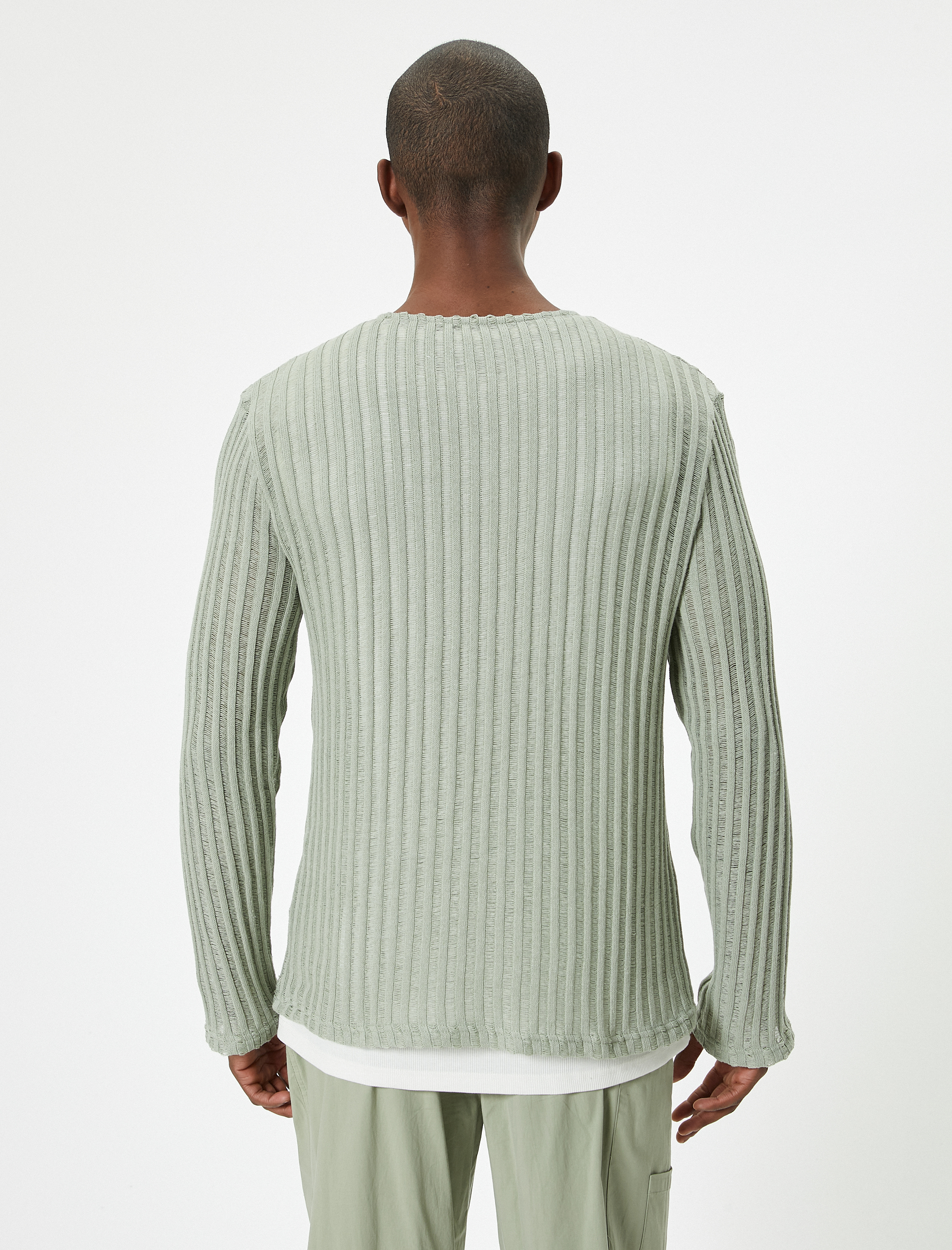   Bisiklet Yaka Kazak Dokulu Uzun Kollu Viskon Karışımlı