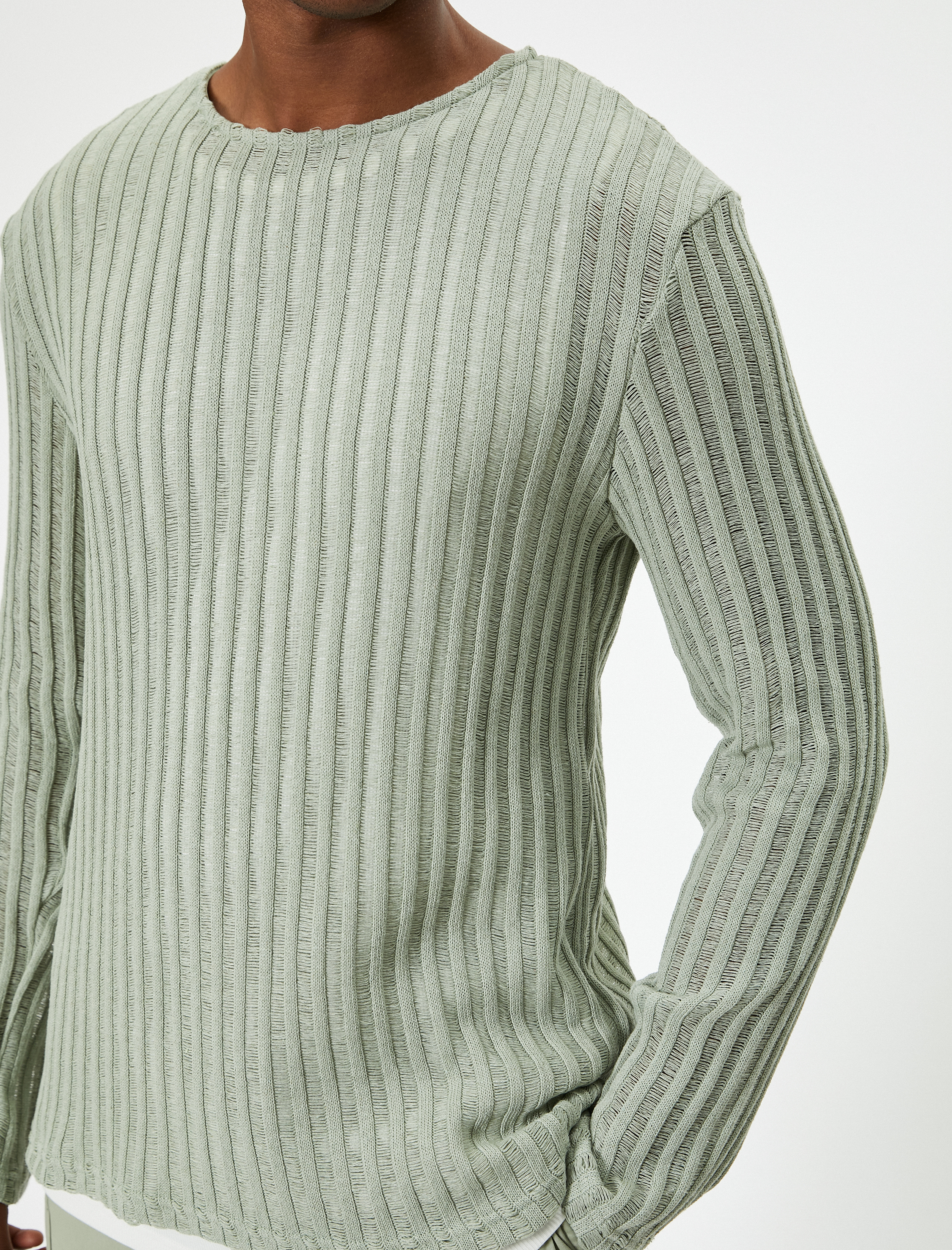   Bisiklet Yaka Kazak Dokulu Uzun Kollu Viskon Karışımlı