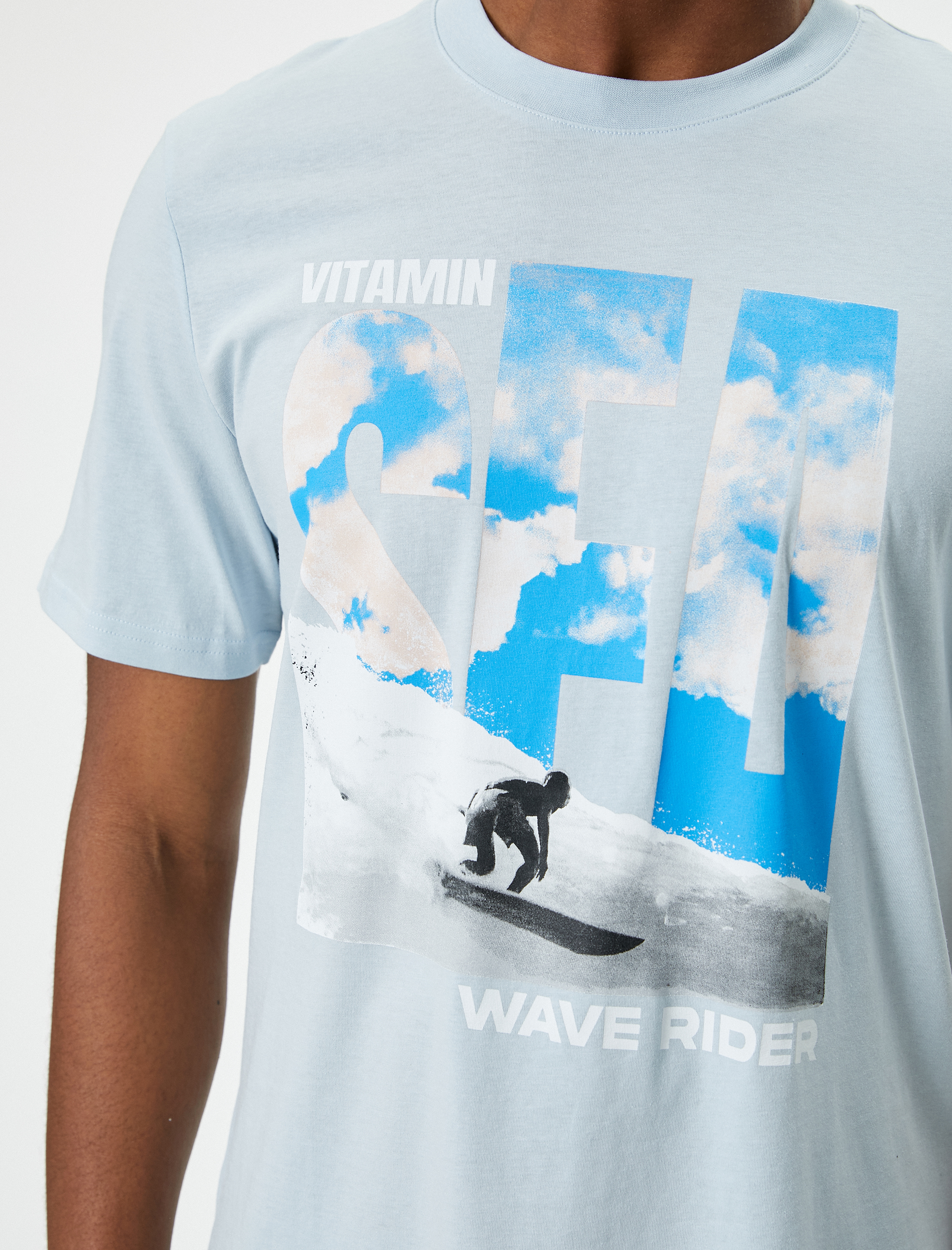   Slogan Baskılı Tişört Bisiklet Yaka Kısa Kollu Pamuklu