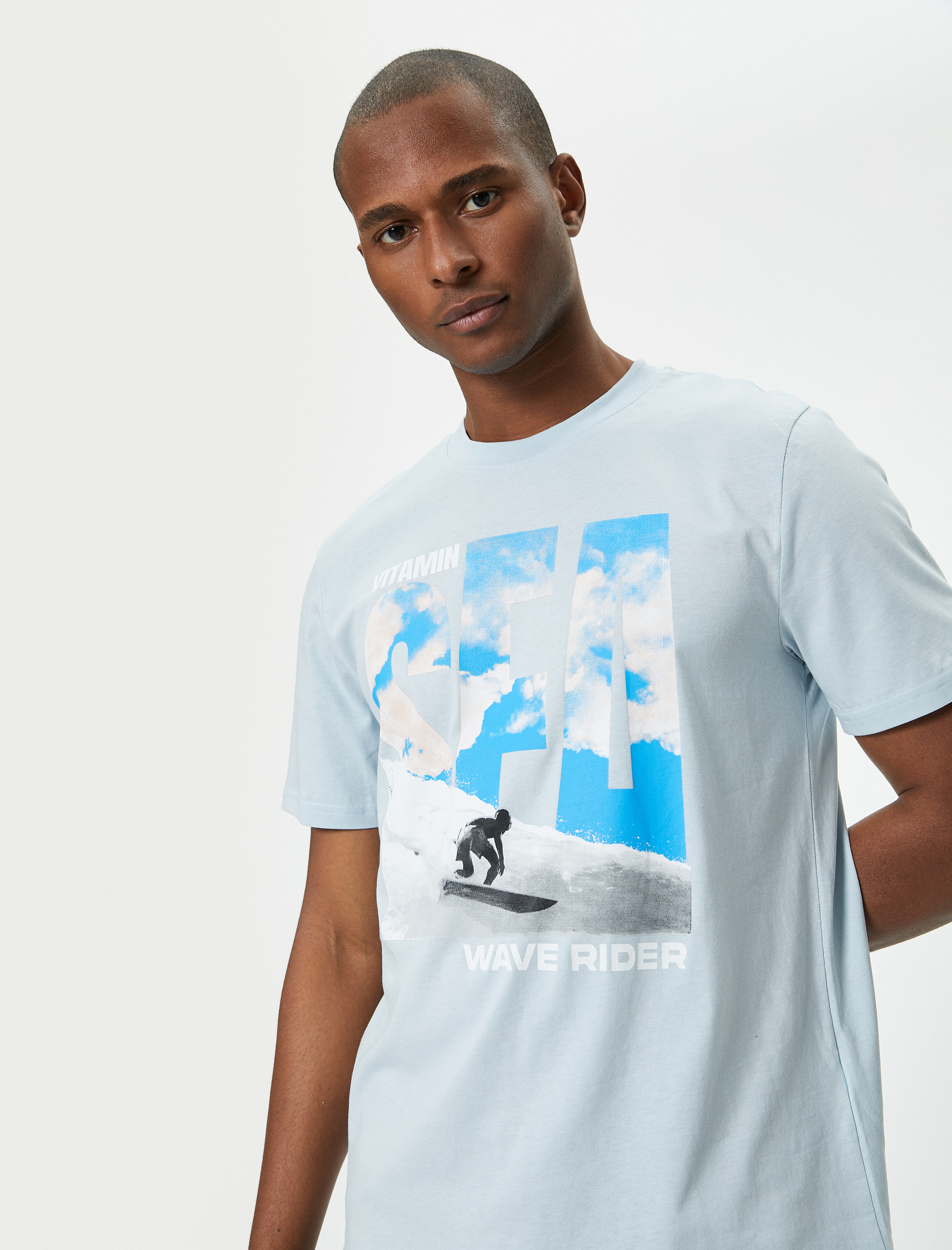   Slogan Baskılı Tişört Bisiklet Yaka Kısa Kollu Pamuklu