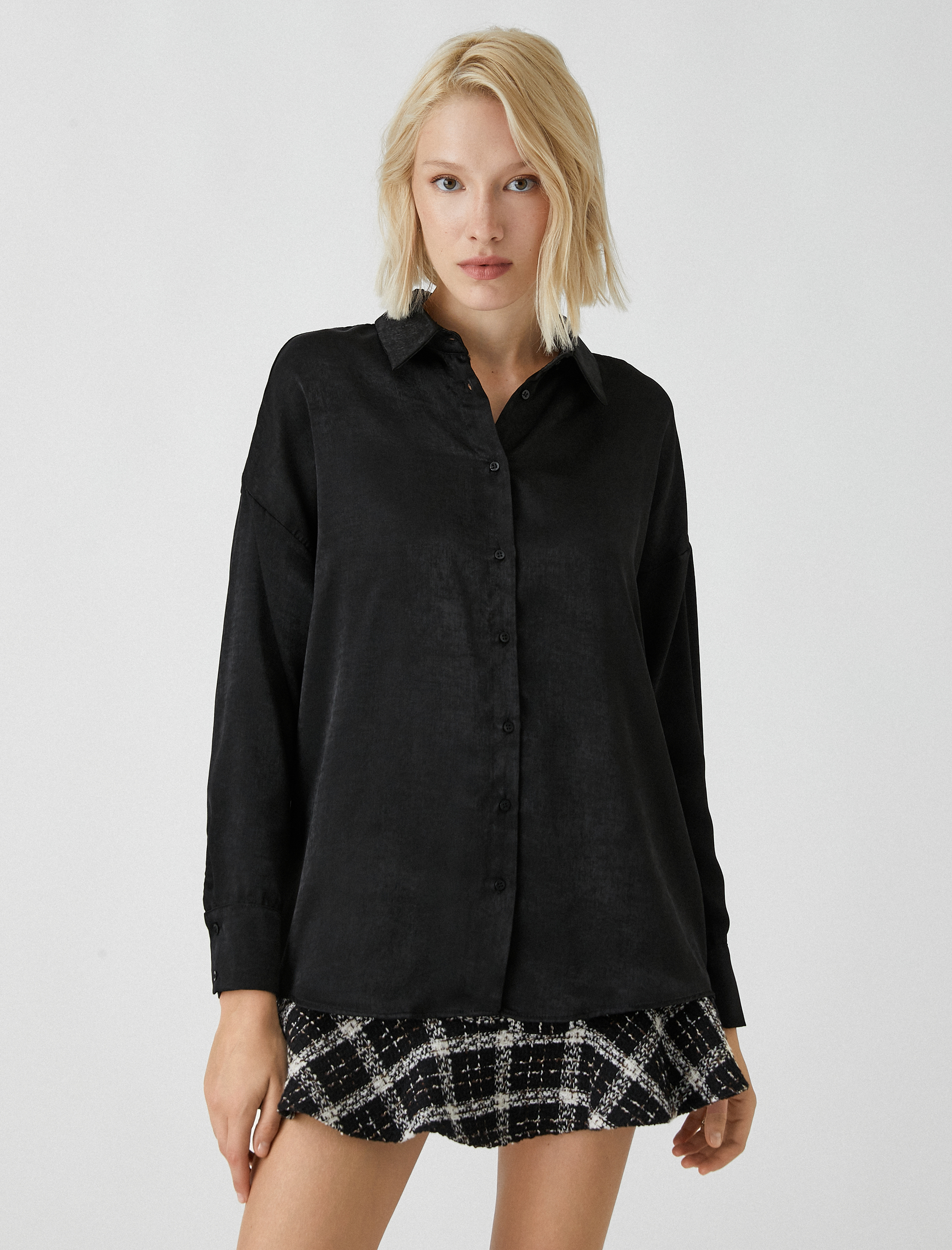 Saten Gömlek Uzun Kollu