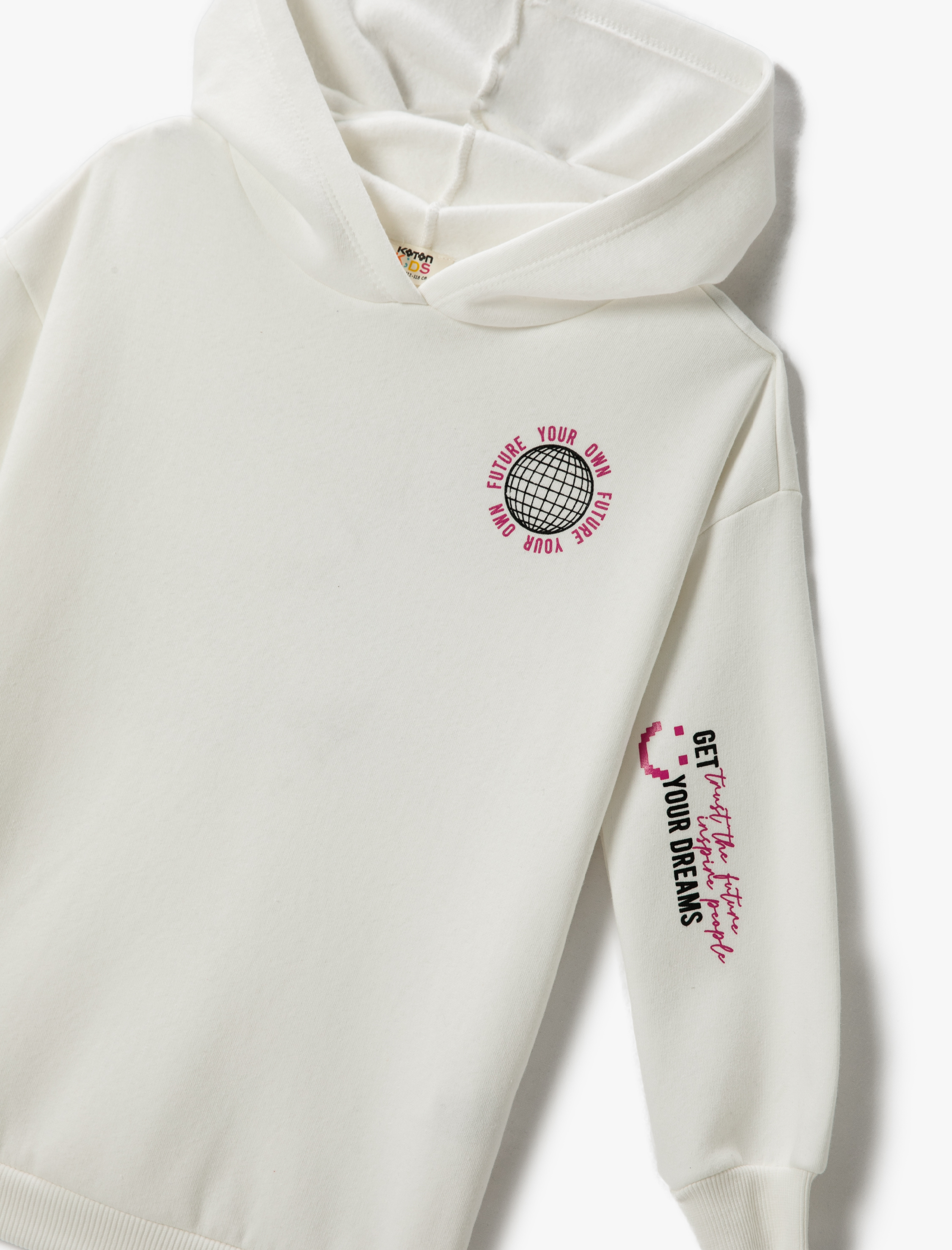 Kız Çocuk Baskılı Kapüşonlu Sweatshirt