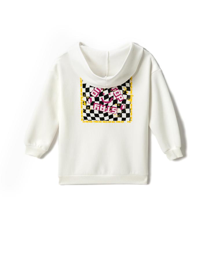 Kız Çocuk Baskılı Kapüşonlu Sweatshirt