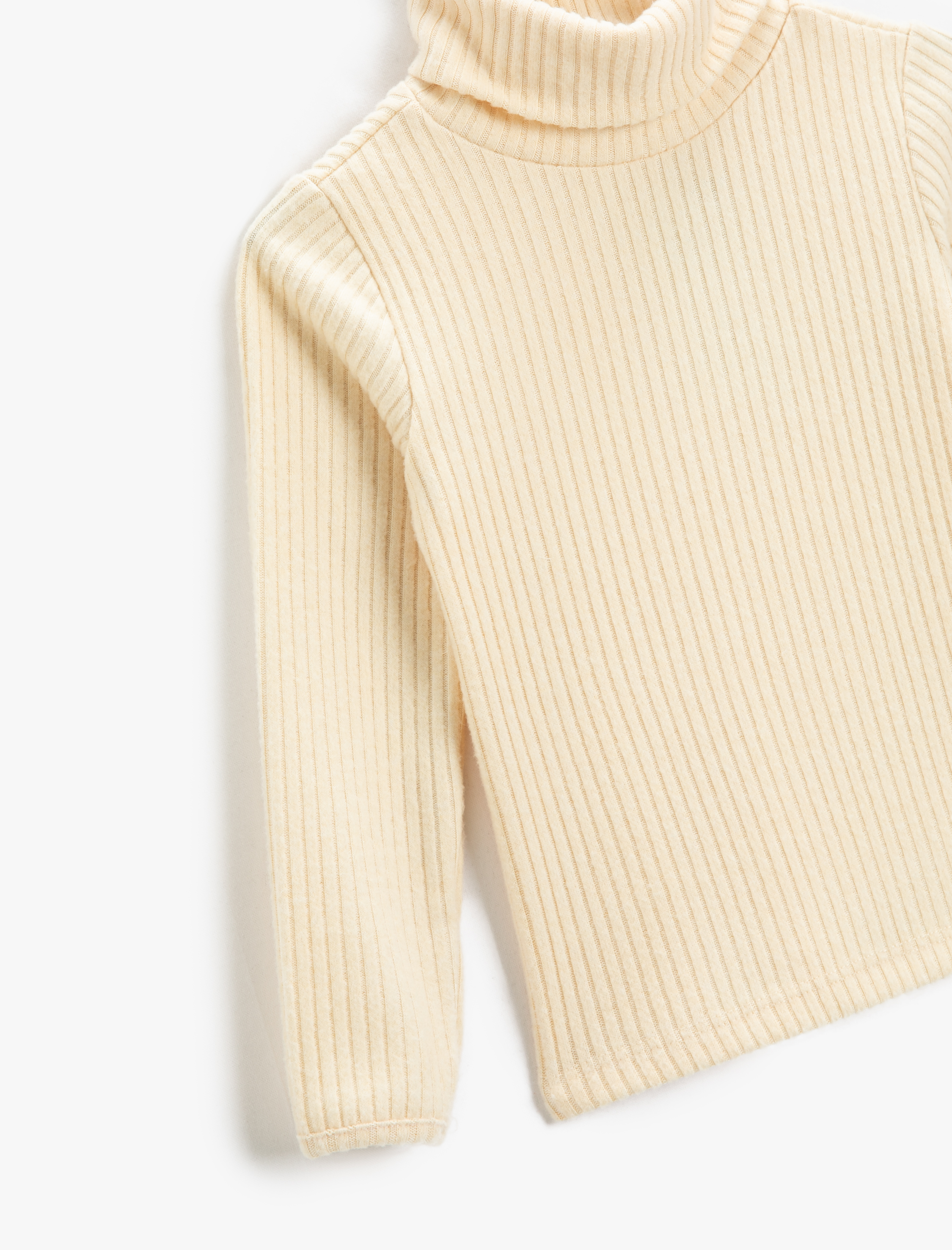  Kız Çocuk Basic Balıkçı Yaka Tişört Ribanalı Yumuşak Dokulu