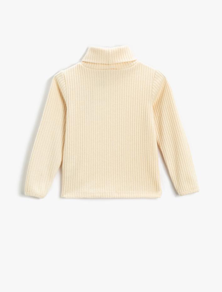 Kız Çocuk Basic Balıkçı Yaka Tişört Ribanalı Yumuşak Dokulu