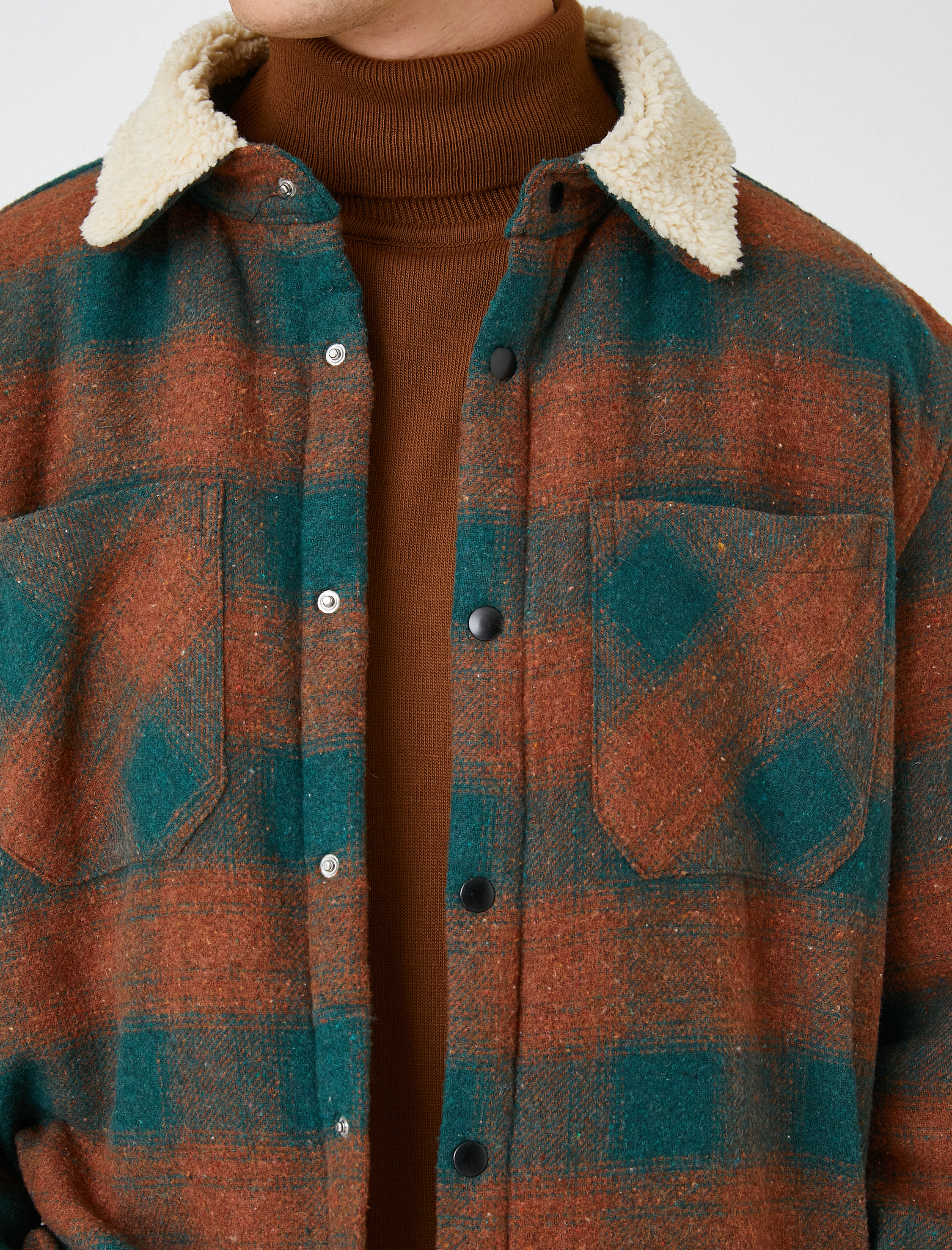   Oduncu Gömlek Ceket Yaka Detaylı Cepli Çıtçıtlı