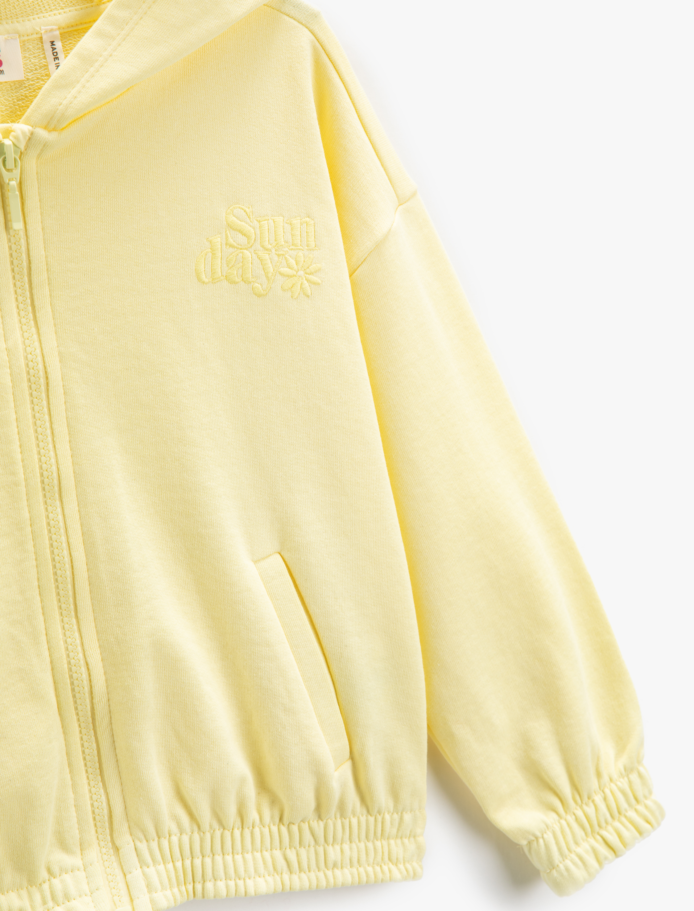  Kız Çocuk Fermuarlı Sweatshirt Kapşonlu Uzun Kollu Cepli