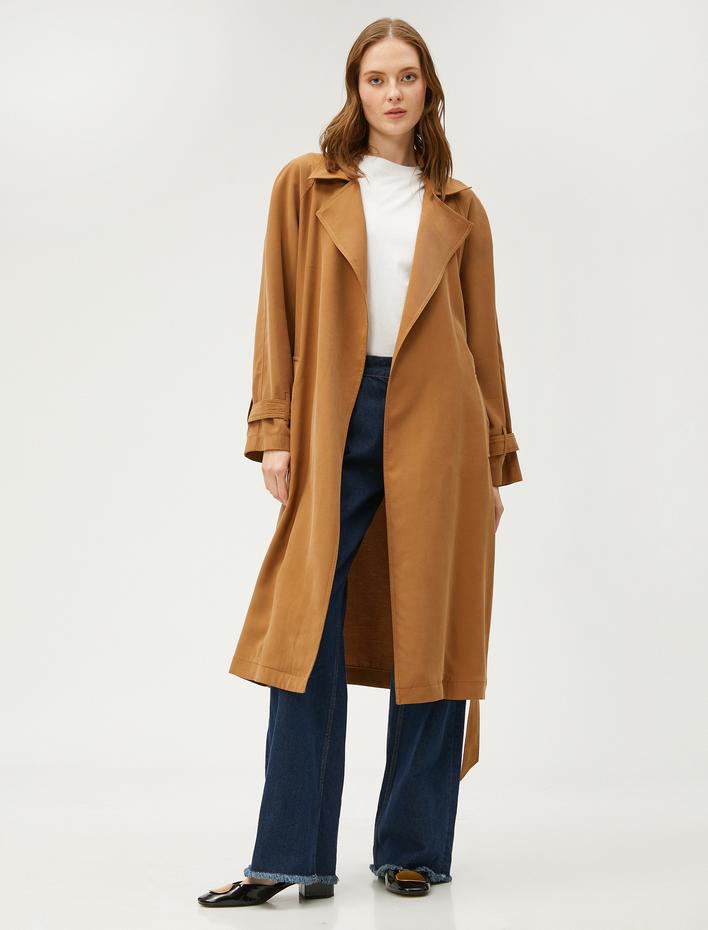  Cepli Kuşaklı Trençkot Rayon Karışımlı