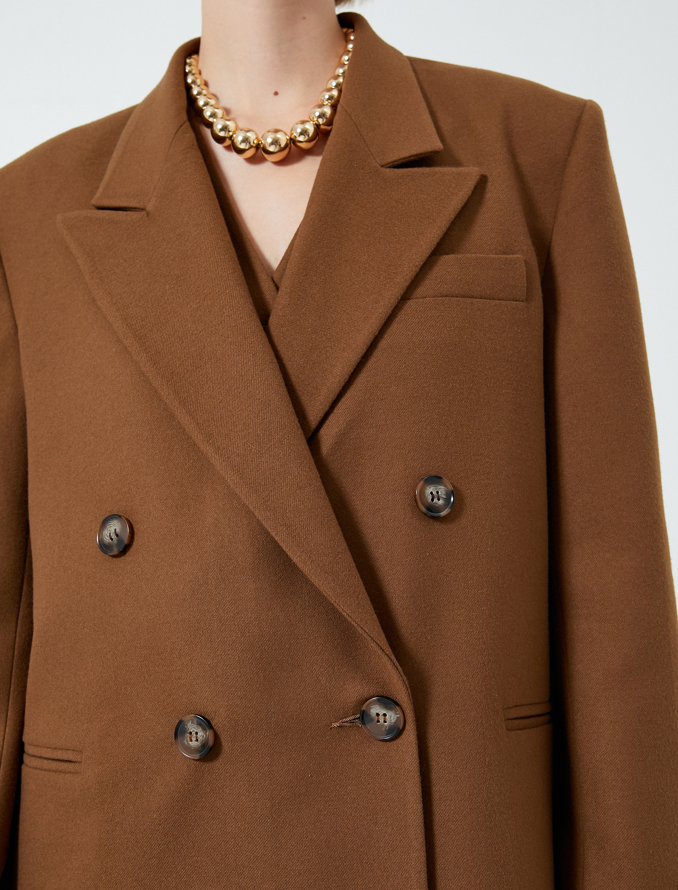 Blazer Ceket Kruvaze Kapama Düğmeli Cep Detaylı