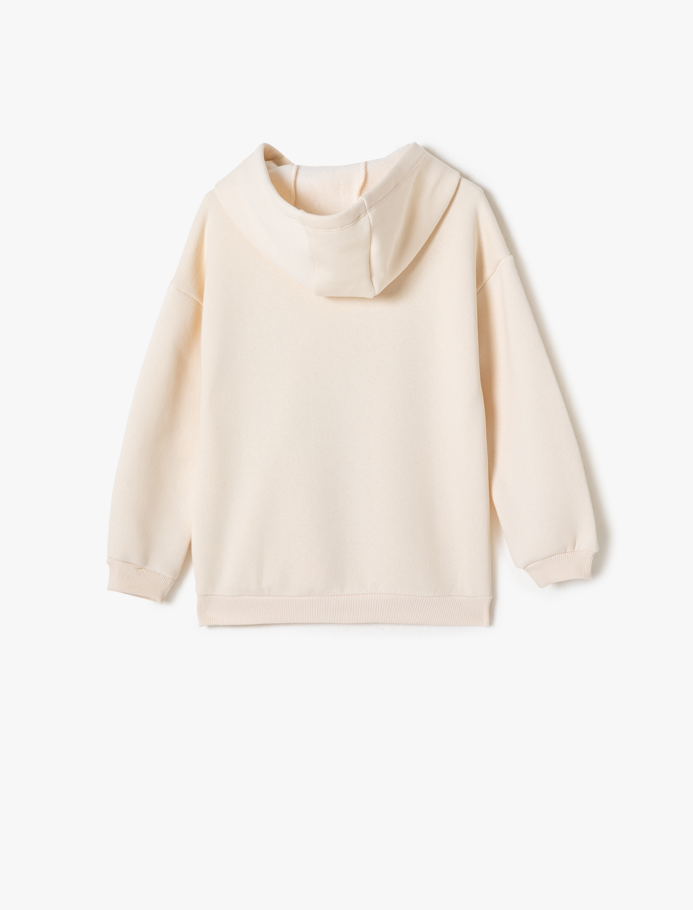  Kız Çocuk Kapşonlu Sweatshirt Şardonlu Uzun Kollu Bisiklet Yaka Baskılı