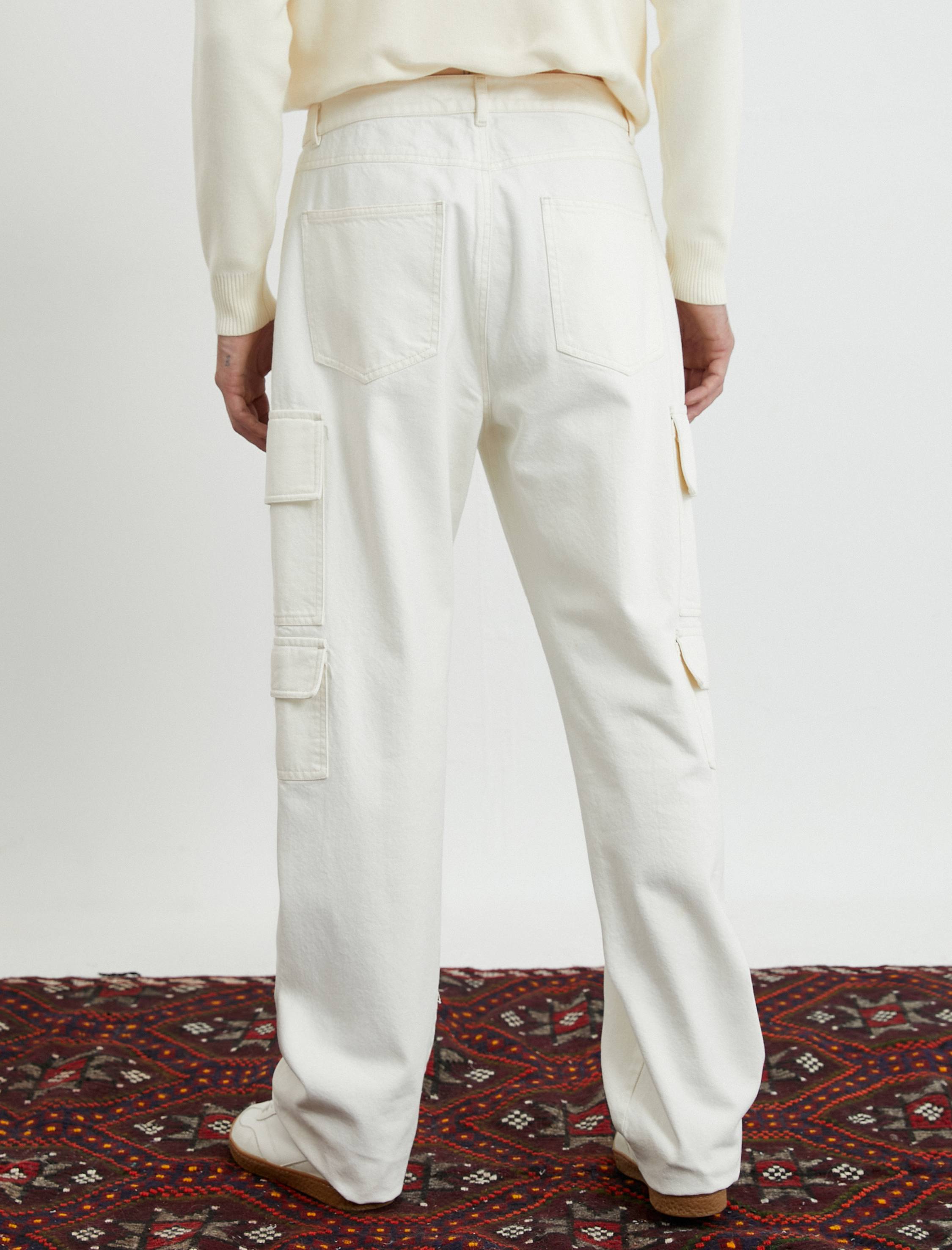   Bol Pantolon Kot Kargo Cep Detaylı Düğmeli