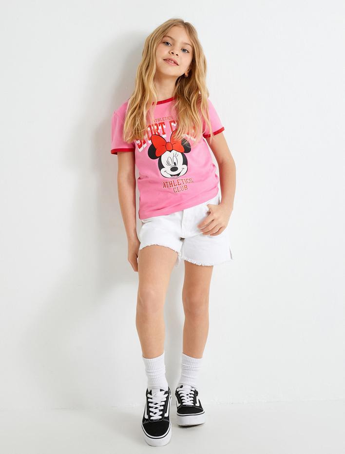 Kız Çocuk Kot Şort Yırtmaç Detaylı Cepli Pamuklu