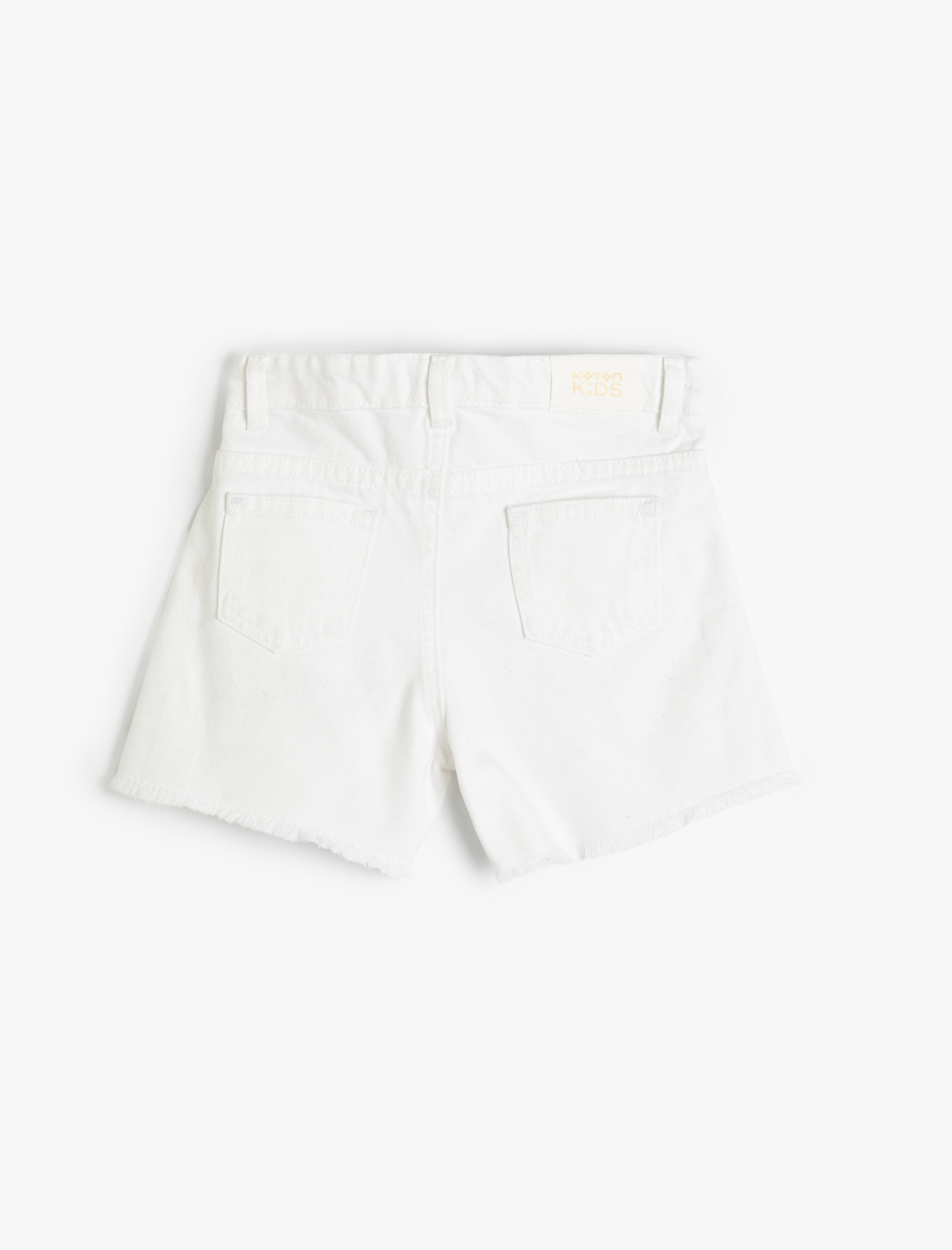  Kız Çocuk Kot Şort Yırtmaç Detaylı Cepli Pamuklu