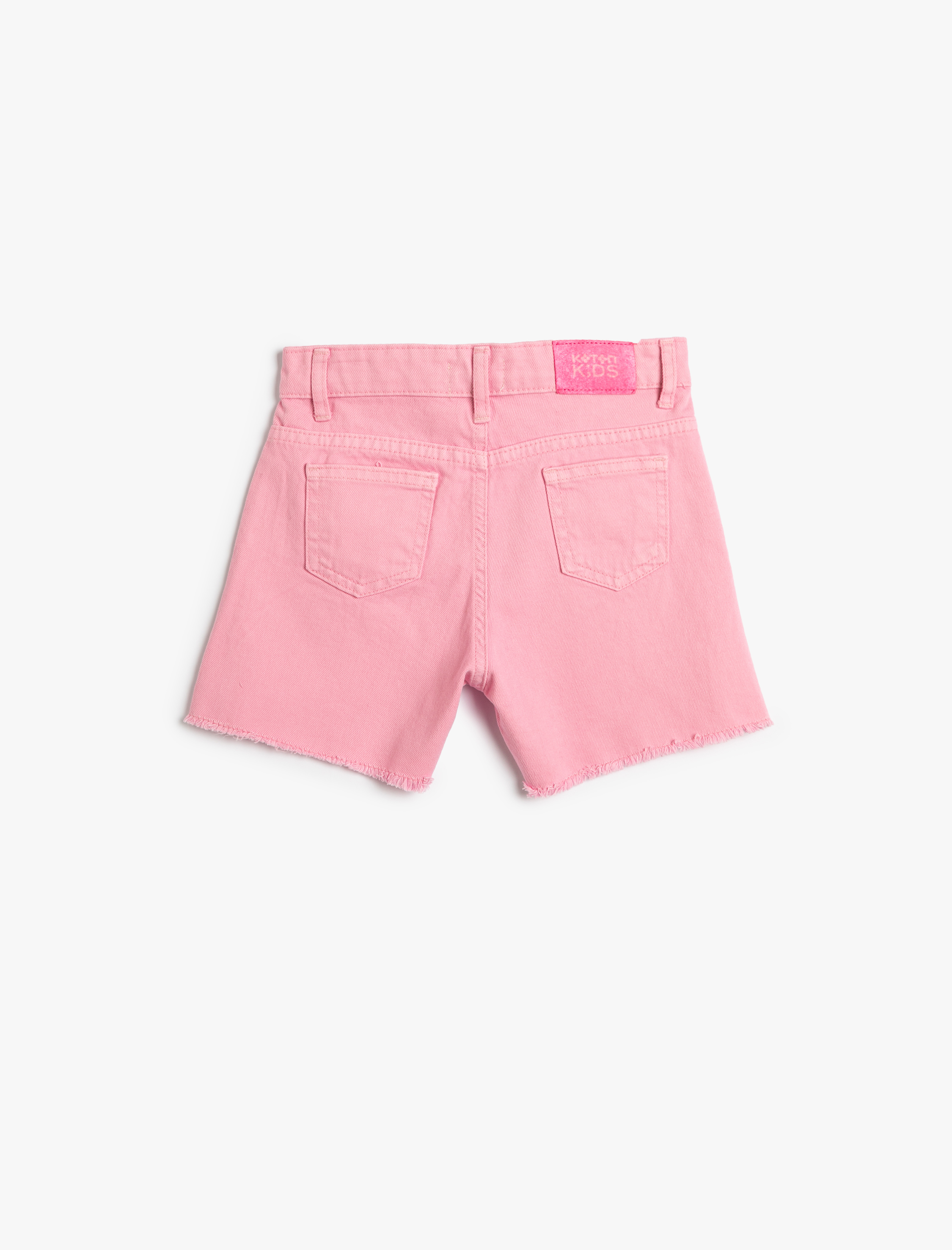  Kız Çocuk Kot Şort Yırtmaç Detaylı Cepli Pamuklu