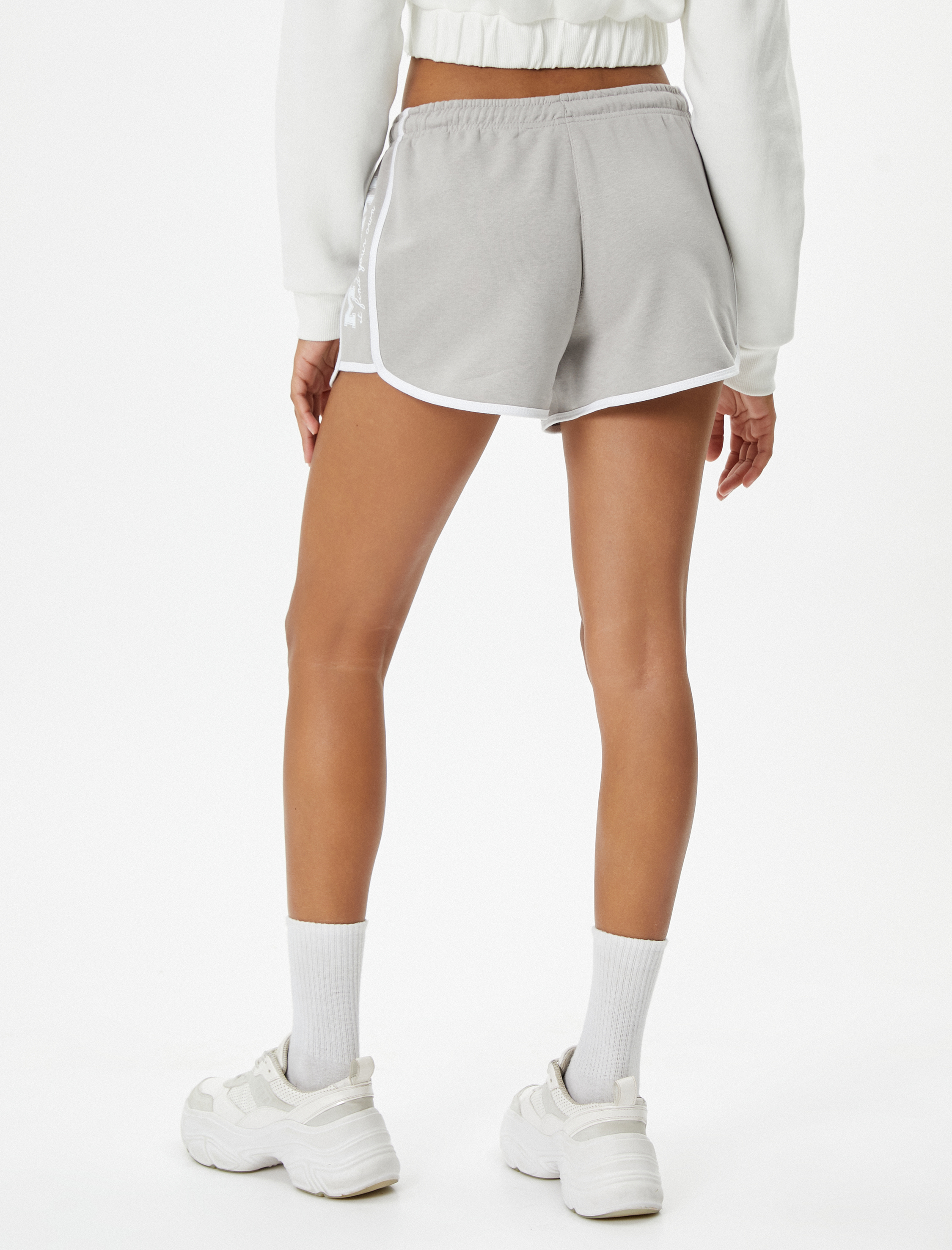   Kolej Ekstra Mini Şort Çizgili Beli Lastikli Bağlamalı