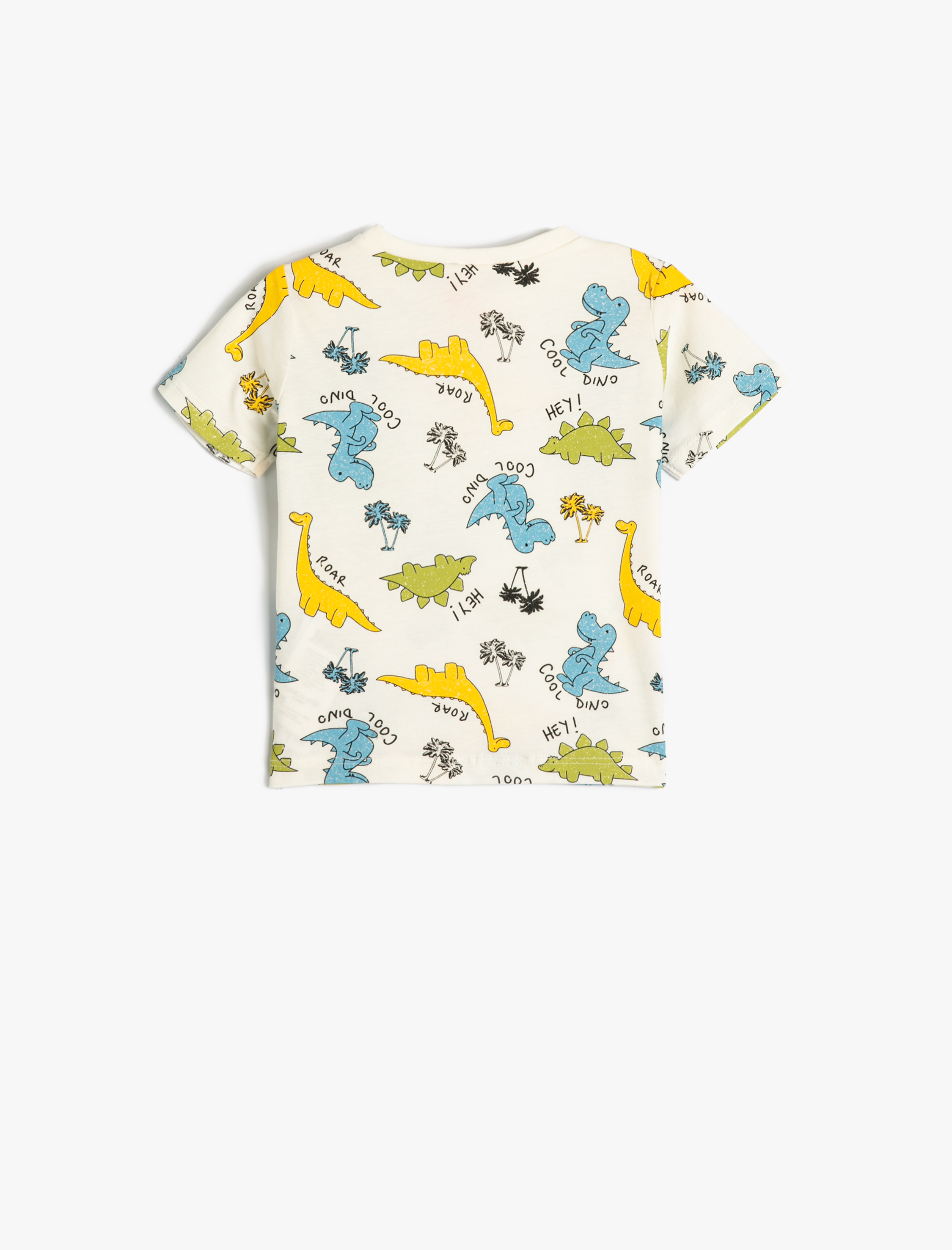  Erkek Bebek Tişört Dinozor Baskılı Kısa Kollu Pamuklu