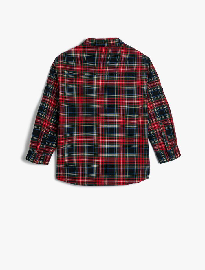 Erkek Çocuk Oduncu Gömlek Çift Kapaklı Cepli Uzun Kollu