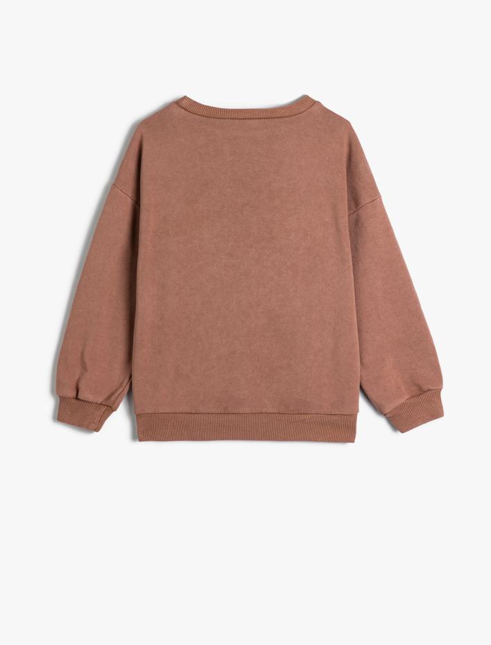 Kız Çocuk Kaplanlı Sweat Uzun Kollu Bisiklet Yaka Şardonlu