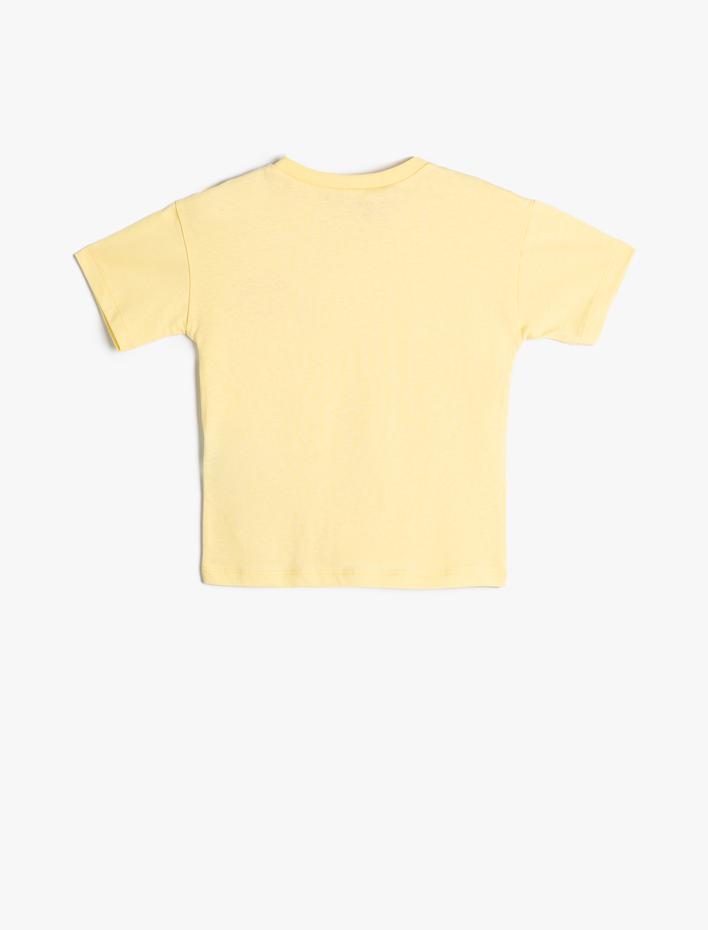 Erkek Bebek Basic Tişört Baskı Detaylı Kısa Kollu Bisiklet Yaka Pamuklu